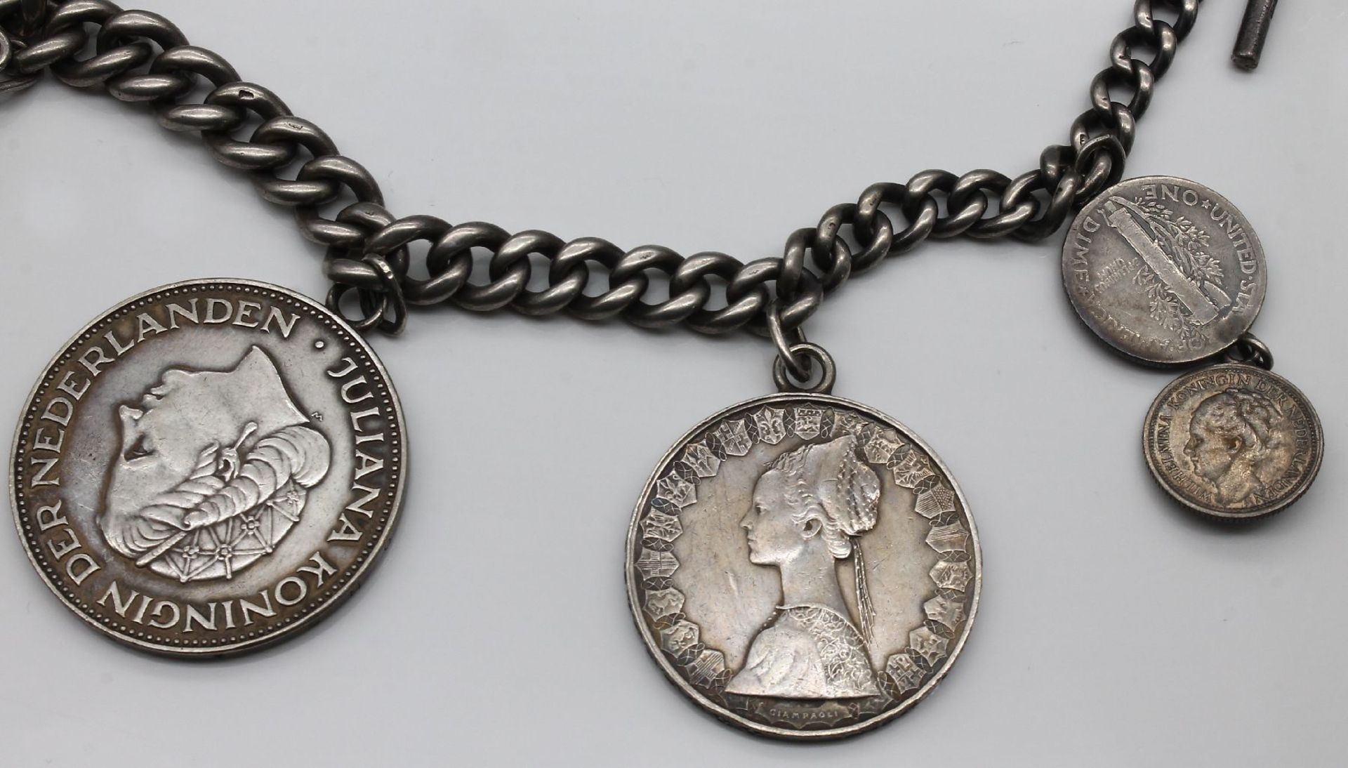 Münz-Charivari,   Silber gepr., mit 10 angehängten Münzen - Bild 5 aus 7
