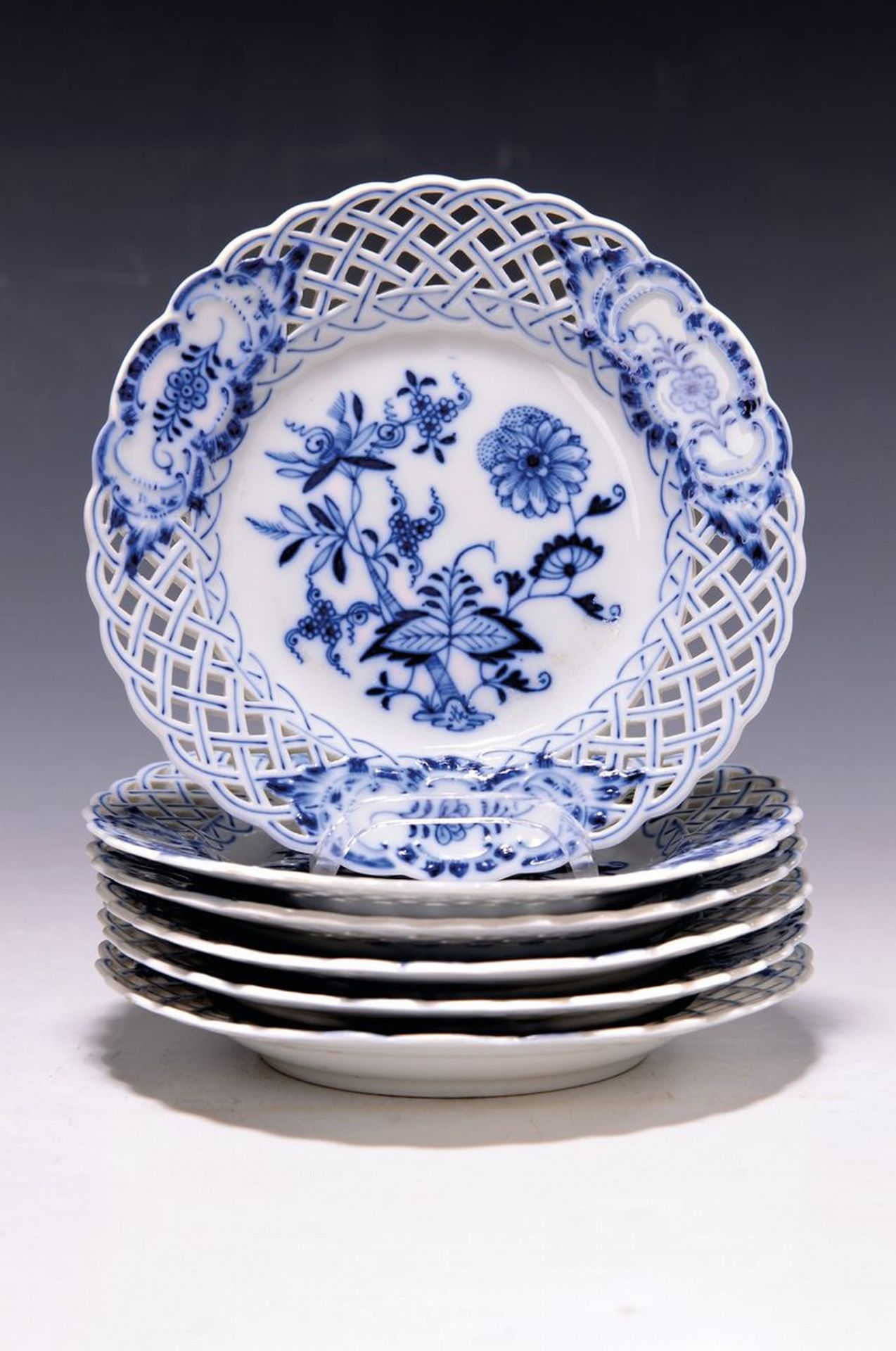 6 kleine Dessertteller, Meissen, um 1890,  2. Wahl,