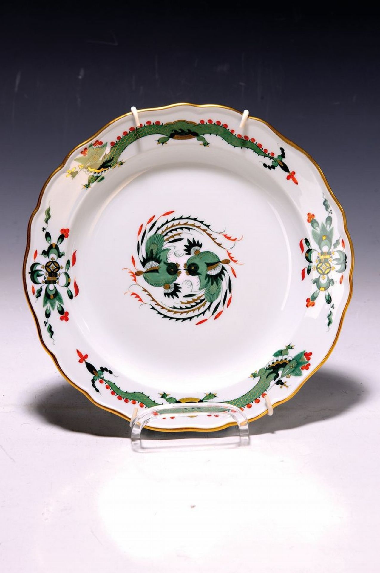 Teller, Meissen, 1924-33,  Porzellan, reicher Drache grün,