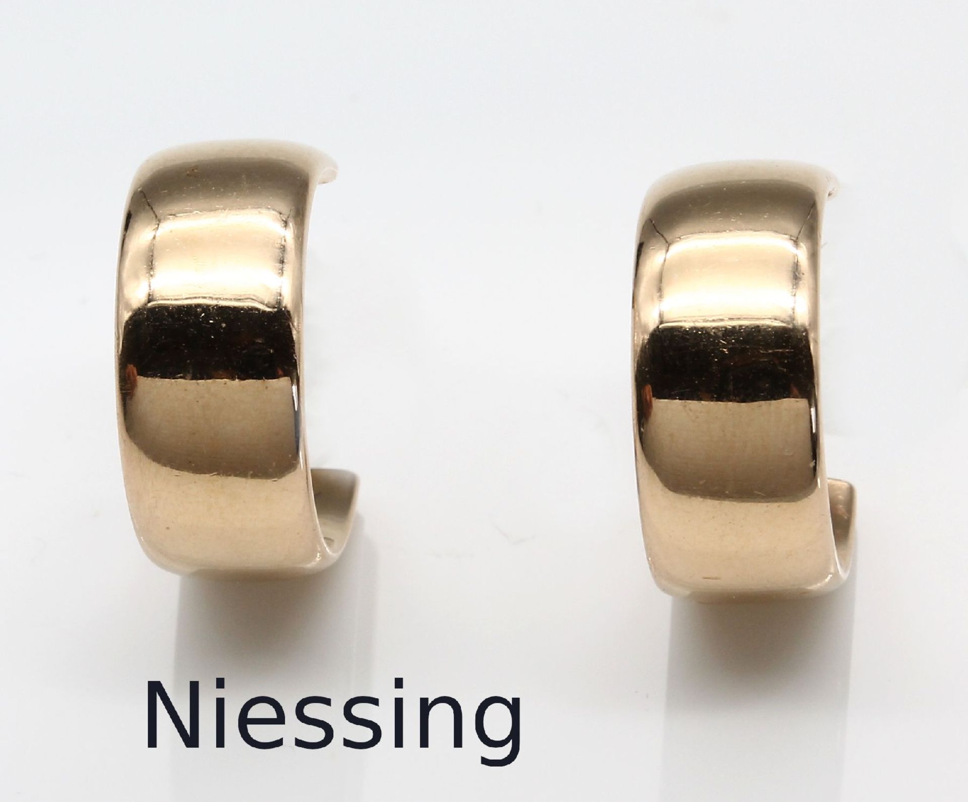 Paar NIESSING 14 kt Gold Halbcreolen, ca. 7.4 g,   RoseG