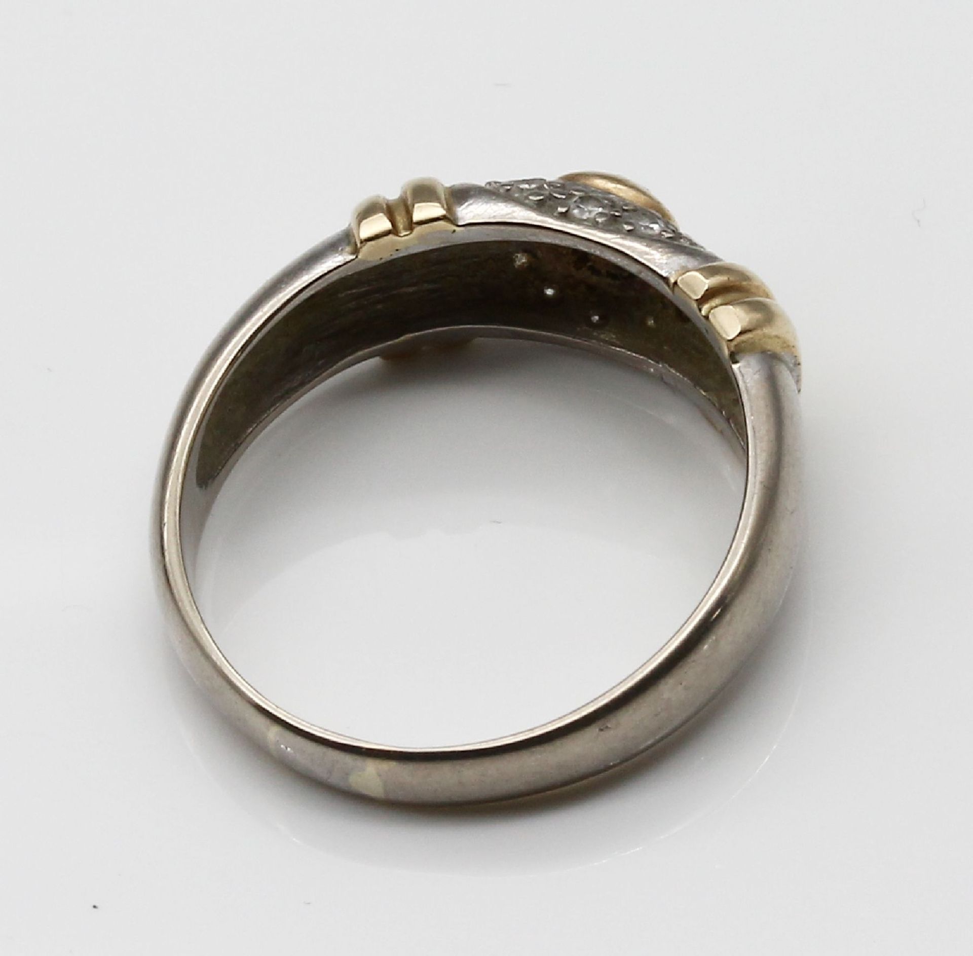 14 kt Gold Diamant-Ring, GG/WG 585/000, 1 Brillant und - Image 3 of 4