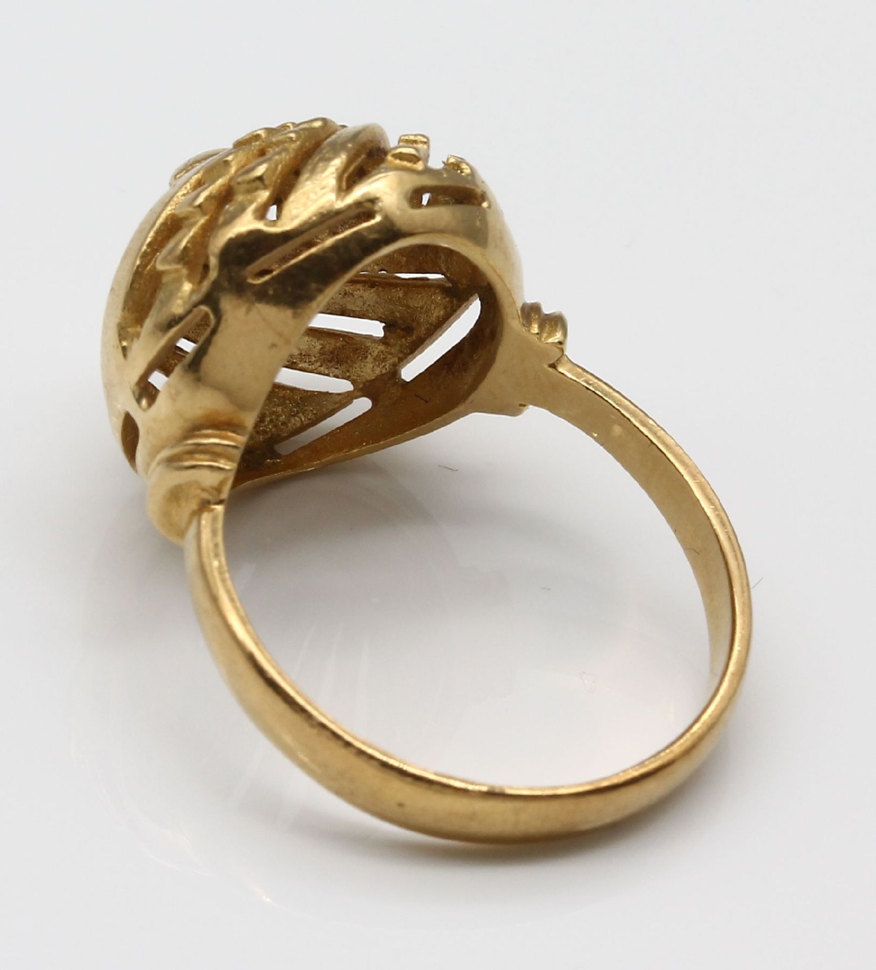 18 kt Gold Ring, ca. 9.4 g,   GG 750/000, Ringkopf in - Bild 4 aus 6