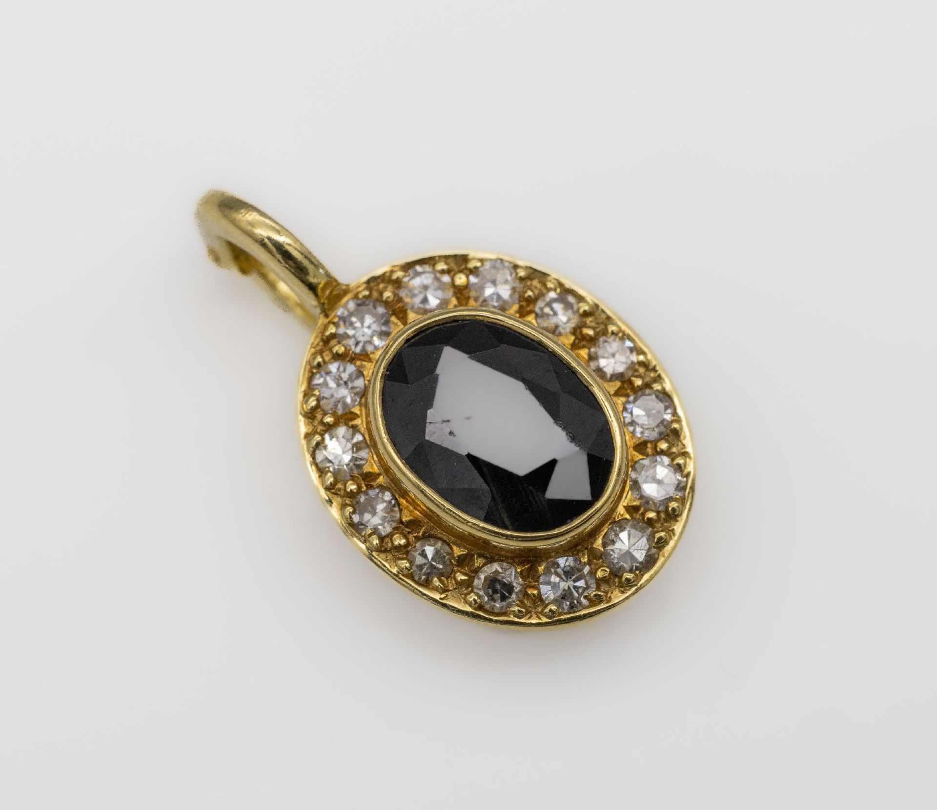 18 kt Gold Saphir-Diamant-Clip-Anhänger, GG 750/000, - Image 2 of 3