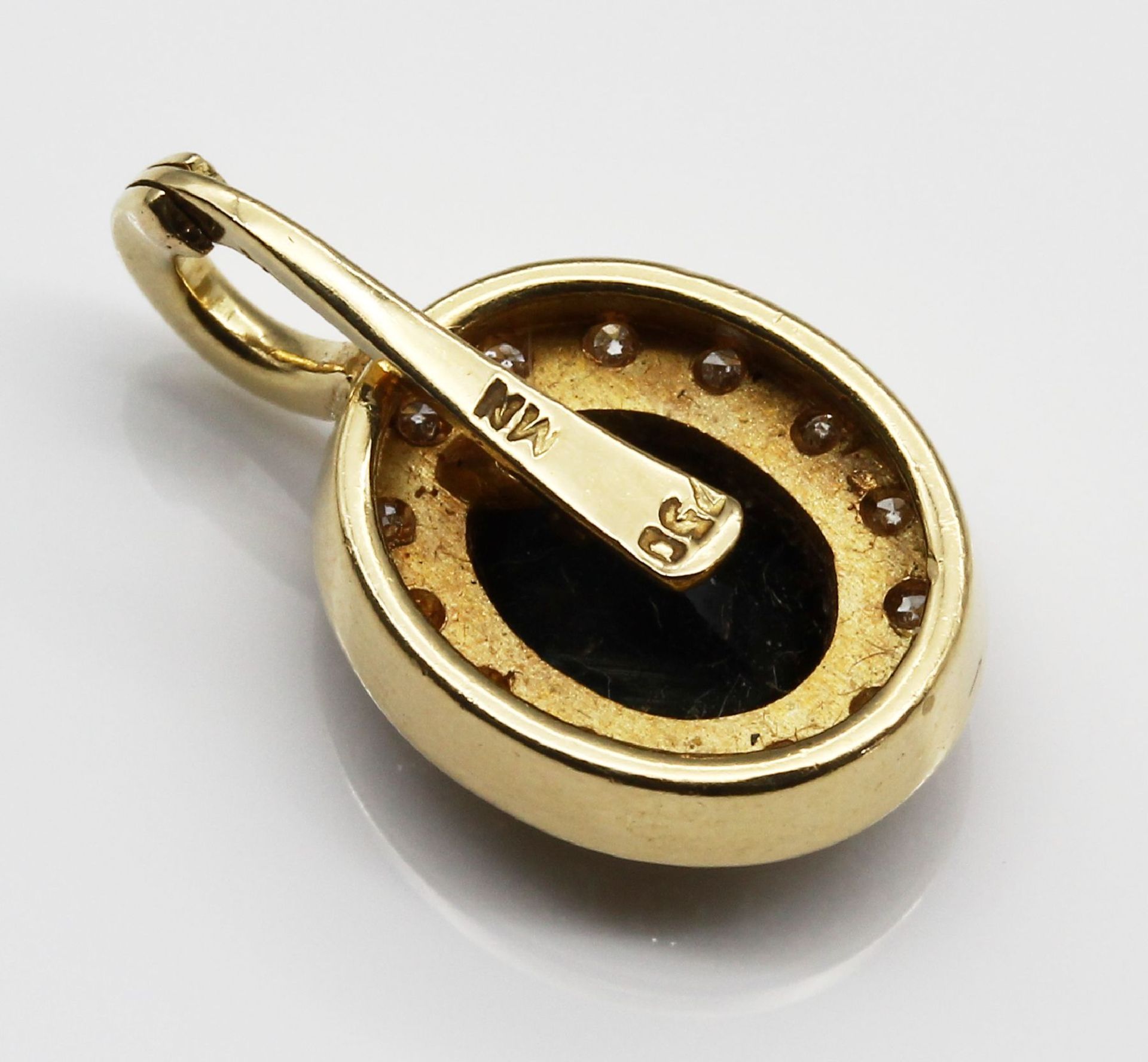 18 kt Gold Saphir-Diamant-Clip-Anhänger, GG 750/000, - Image 3 of 3