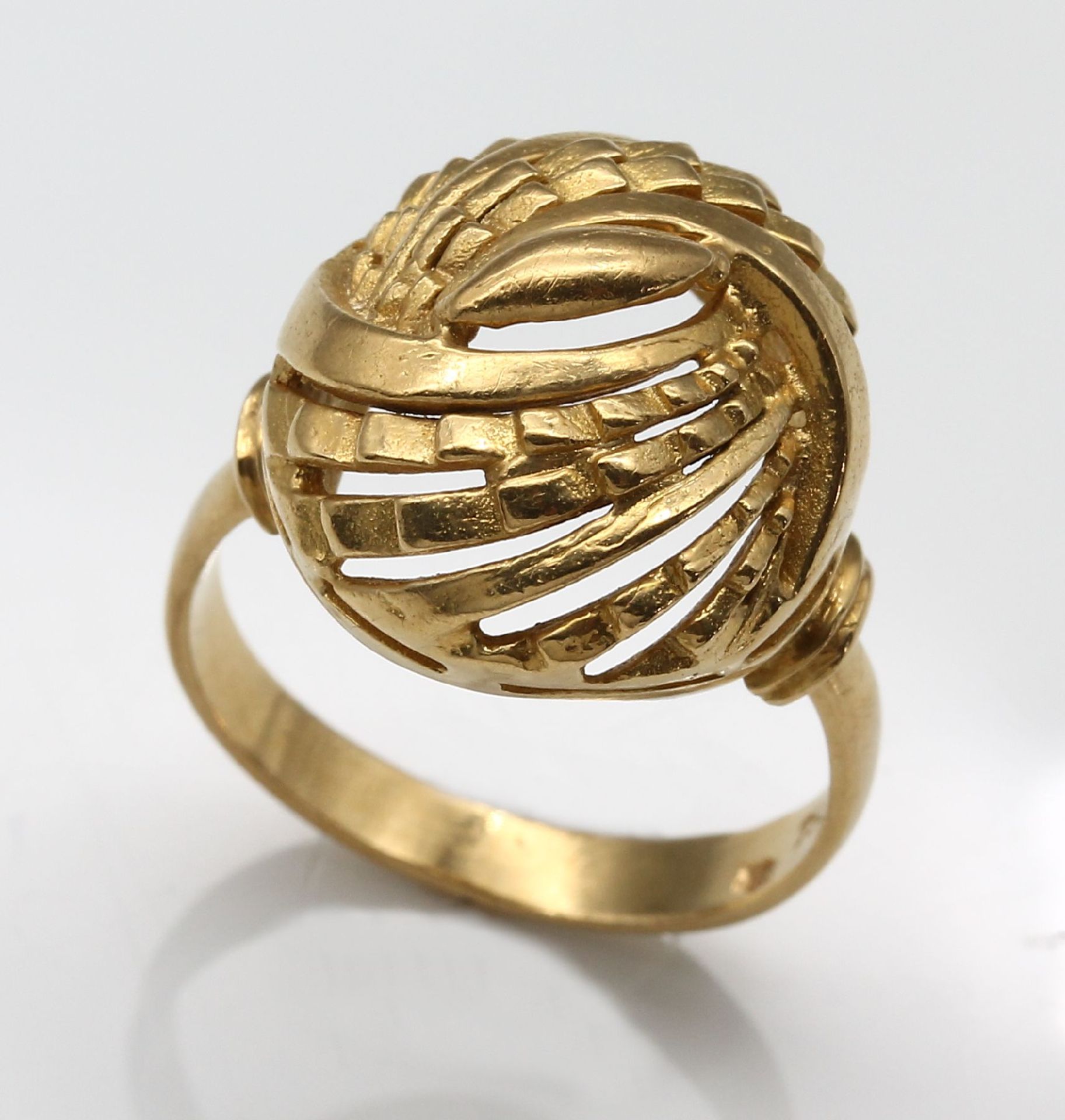 18 kt Gold Ring, ca. 9.4 g,   GG 750/000, Ringkopf in - Bild 3 aus 6