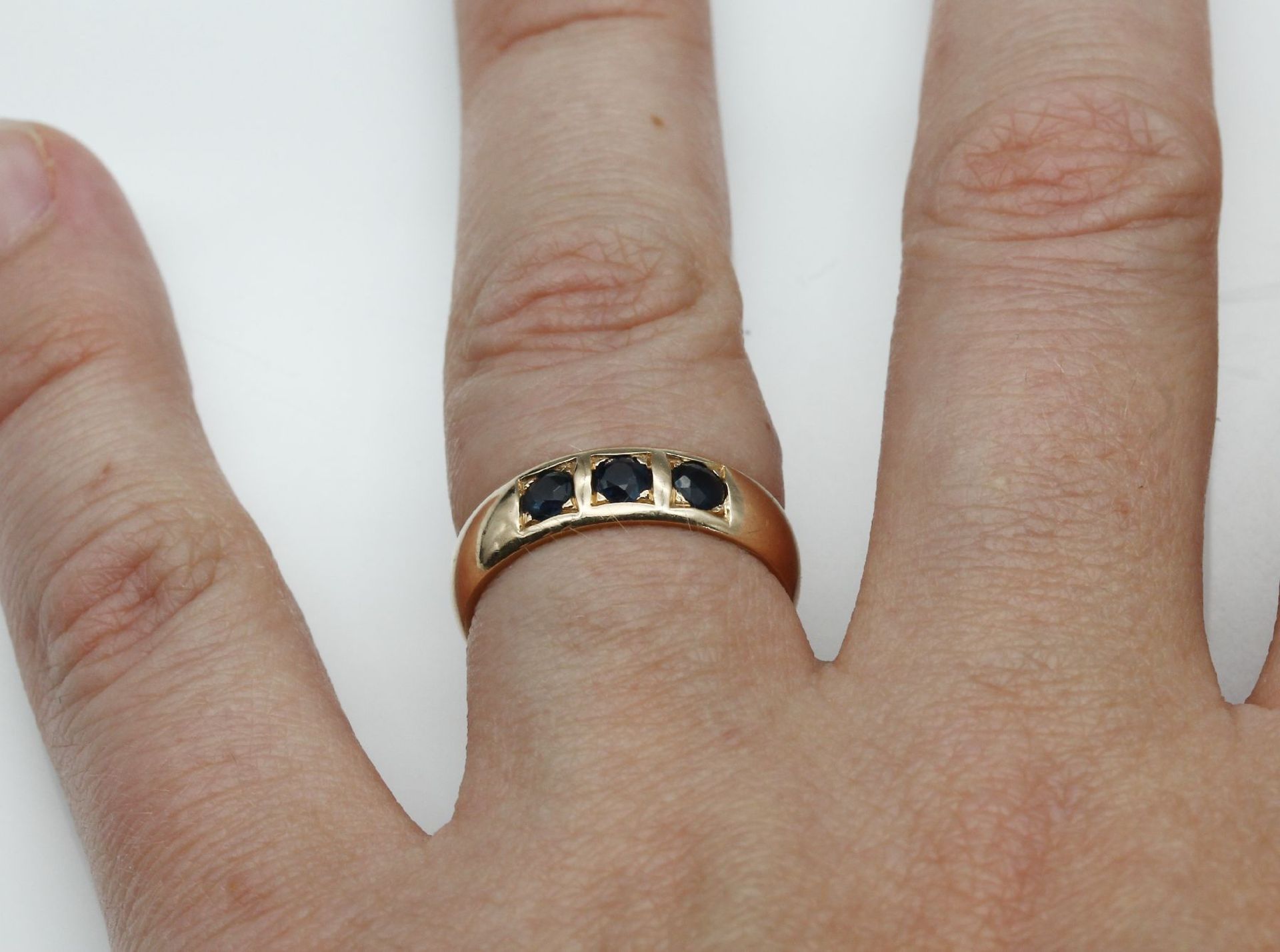 14 kt Gold Saphir-Ring, ca. 4.6 g,   RG 585/ 000, 3 - Bild 4 aus 5