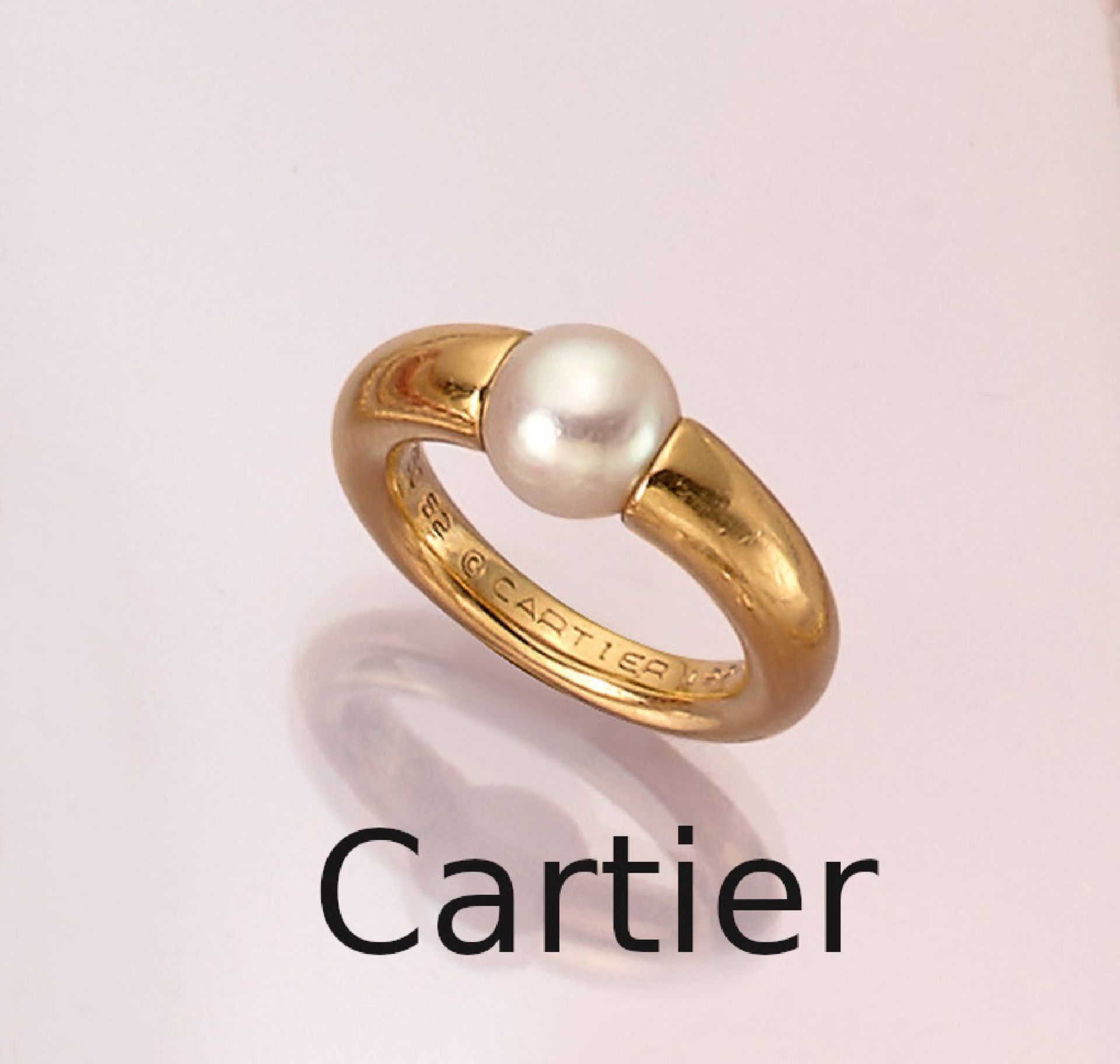 18 kt Gold CARTIER Zuchtperl-Ring,   YG 750/000, weiße