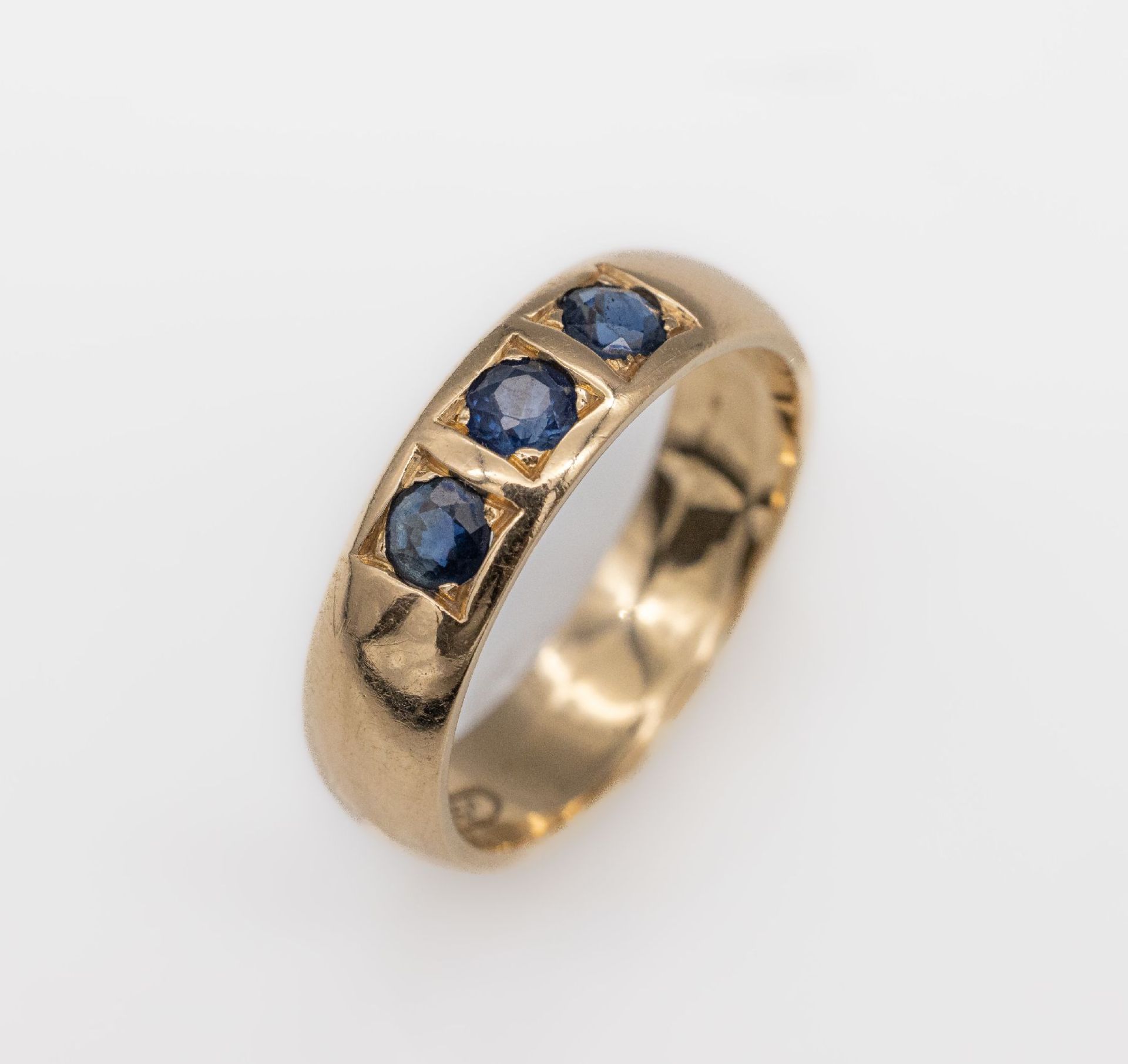 14 kt Gold Saphir-Ring, ca. 4.6 g,   RG 585/ 000, 3 - Bild 2 aus 5
