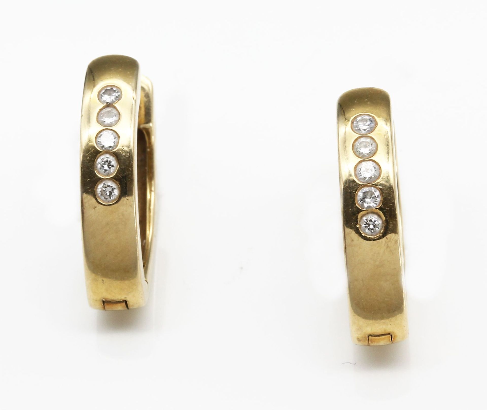 Paar 14 kt Gold Brillant-Ohrstecker,   GG 585/000, 10 - Bild 2 aus 2