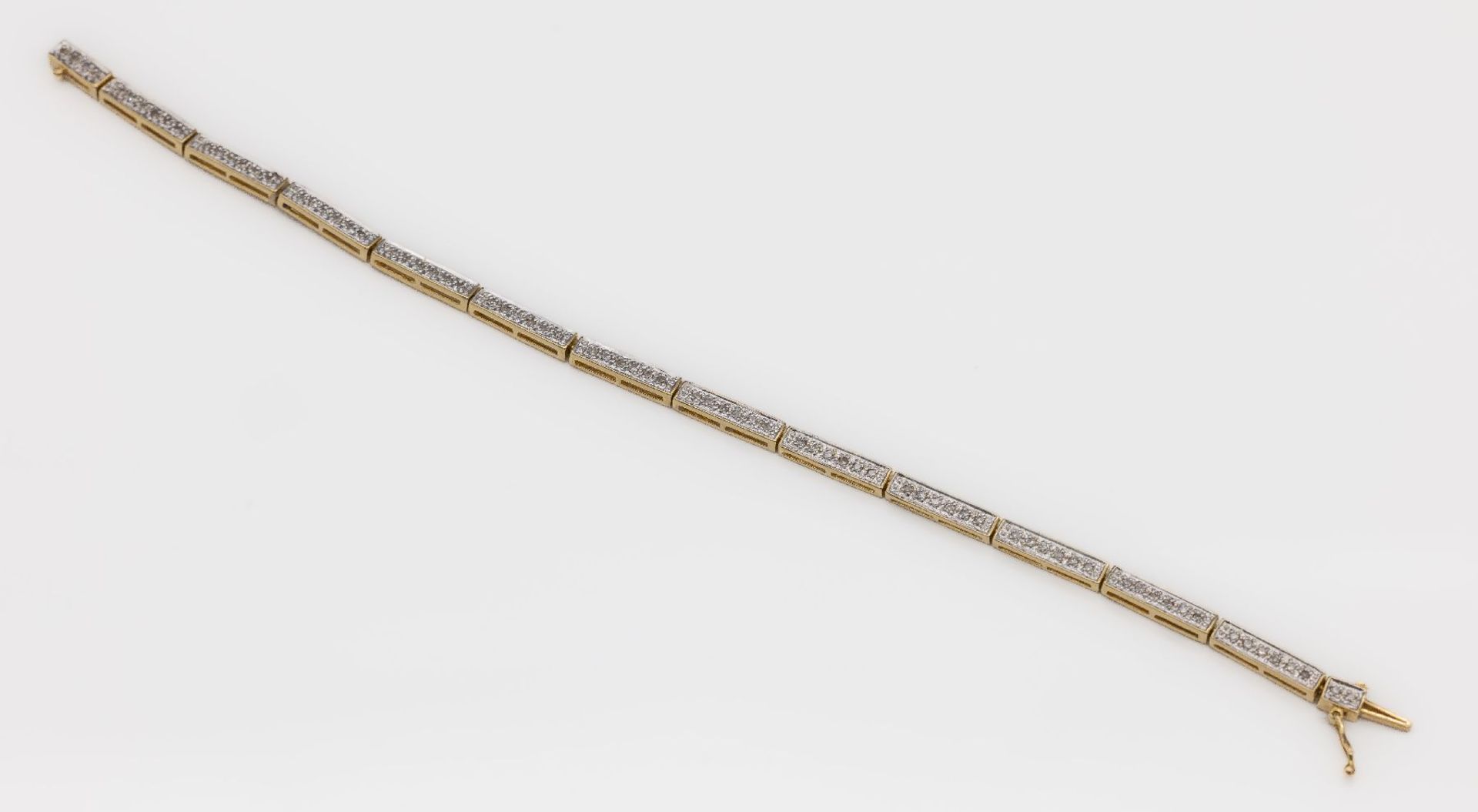 14 kt Gold Diamant-Armband, GG/WG 585/000, rechteckige - Image 3 of 5