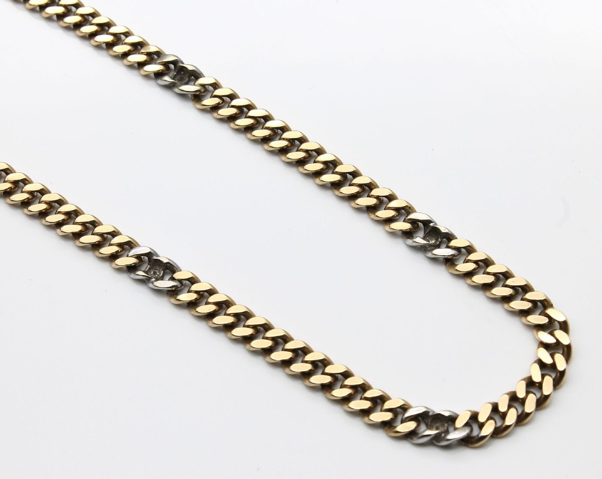 14 kt Gold Diamant-Flachpanzercollier,   GG/WG 585/000, - Bild 2 aus 4