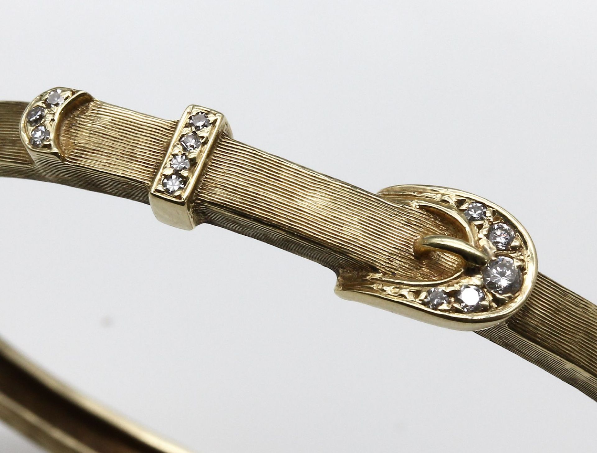 14 kt Gold Diamant-Armreif,   GG 585/000, Gürtelform, 3 - Bild 4 aus 4