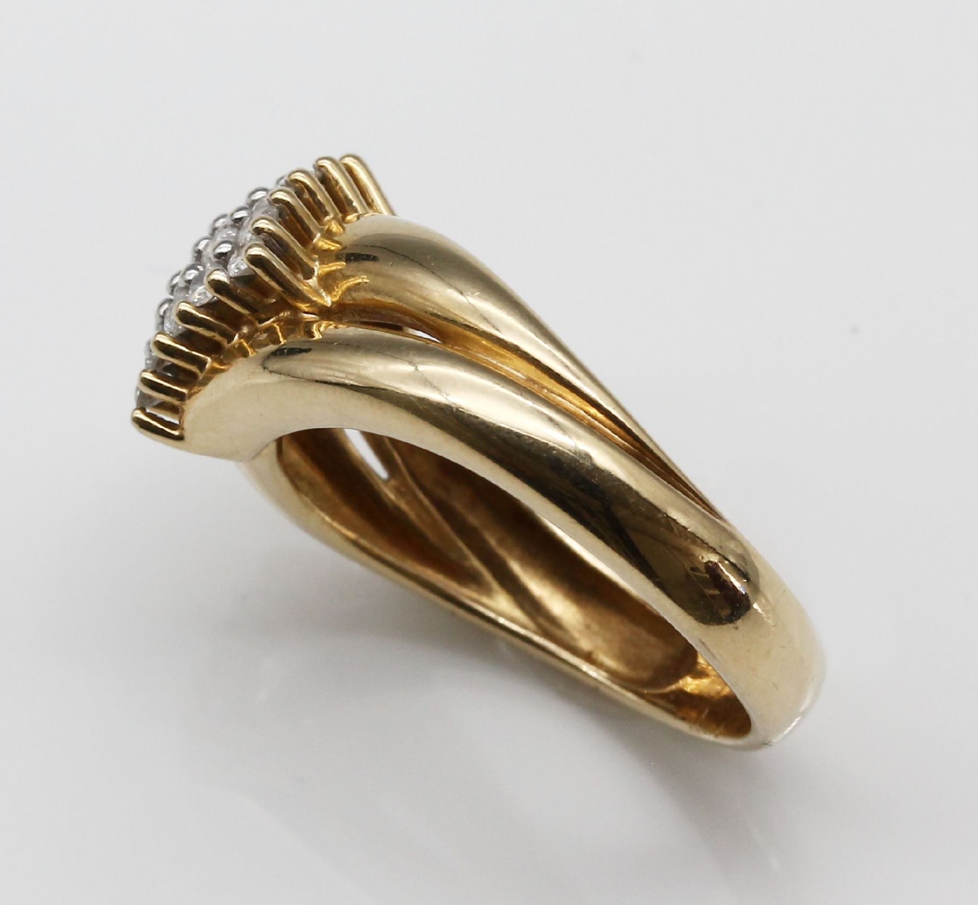 14 kt Gold Brillant-Ring, GG/WG 585/000, 25 Brillanten - Image 3 of 4