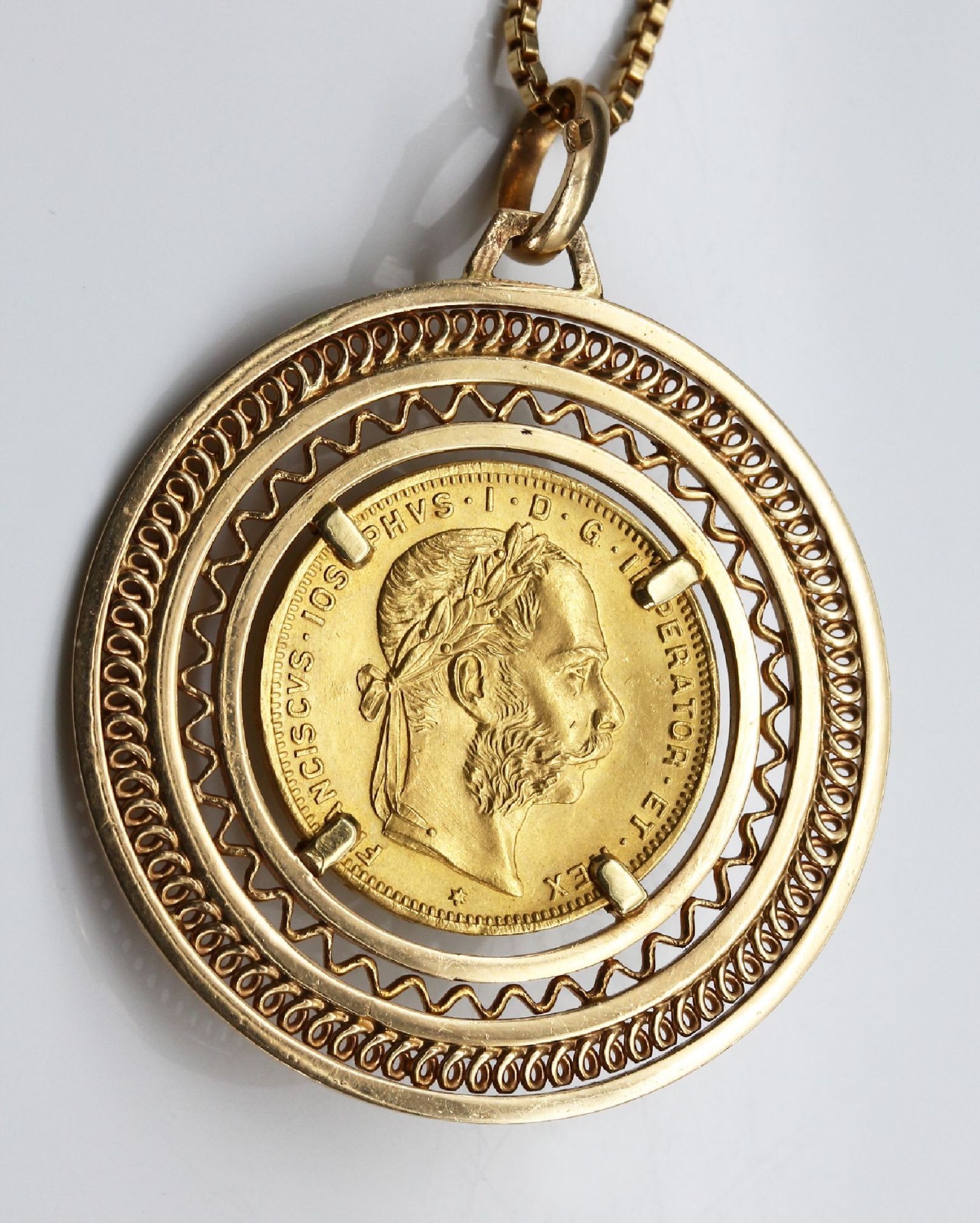 18 kt Gold Münzanhänger, GG 750/000 und 900/000, 8 - Image 2 of 3