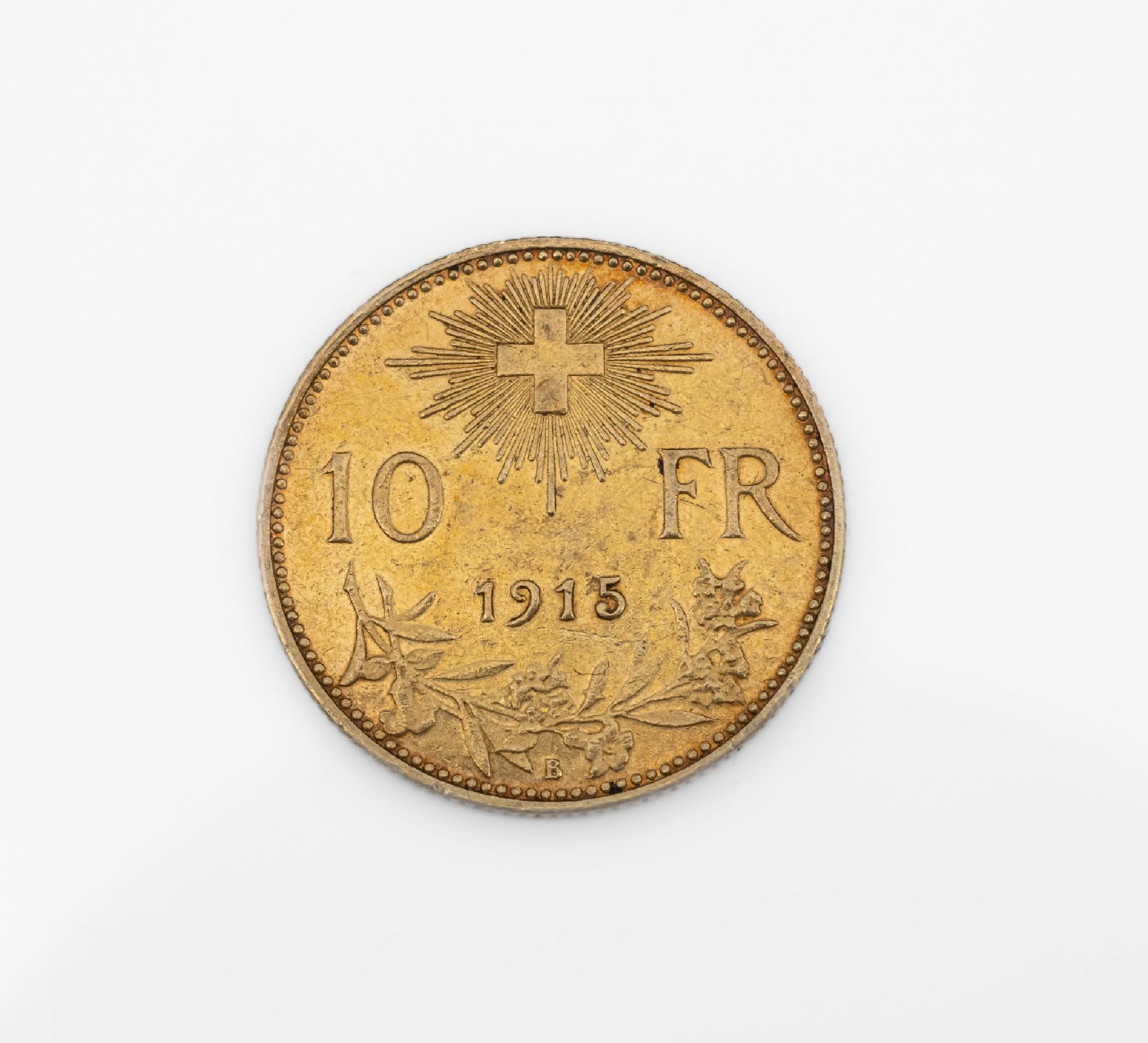 Goldmünze 10 Franken, Schweiz, 1915, Helvetia, - Image 2 of 2