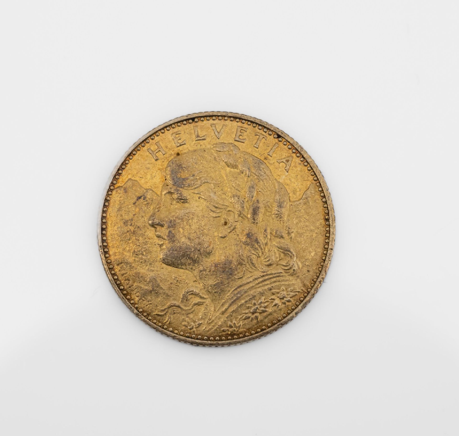 Goldmünze 10 Franken, Schweiz, 1915, Helvetia,