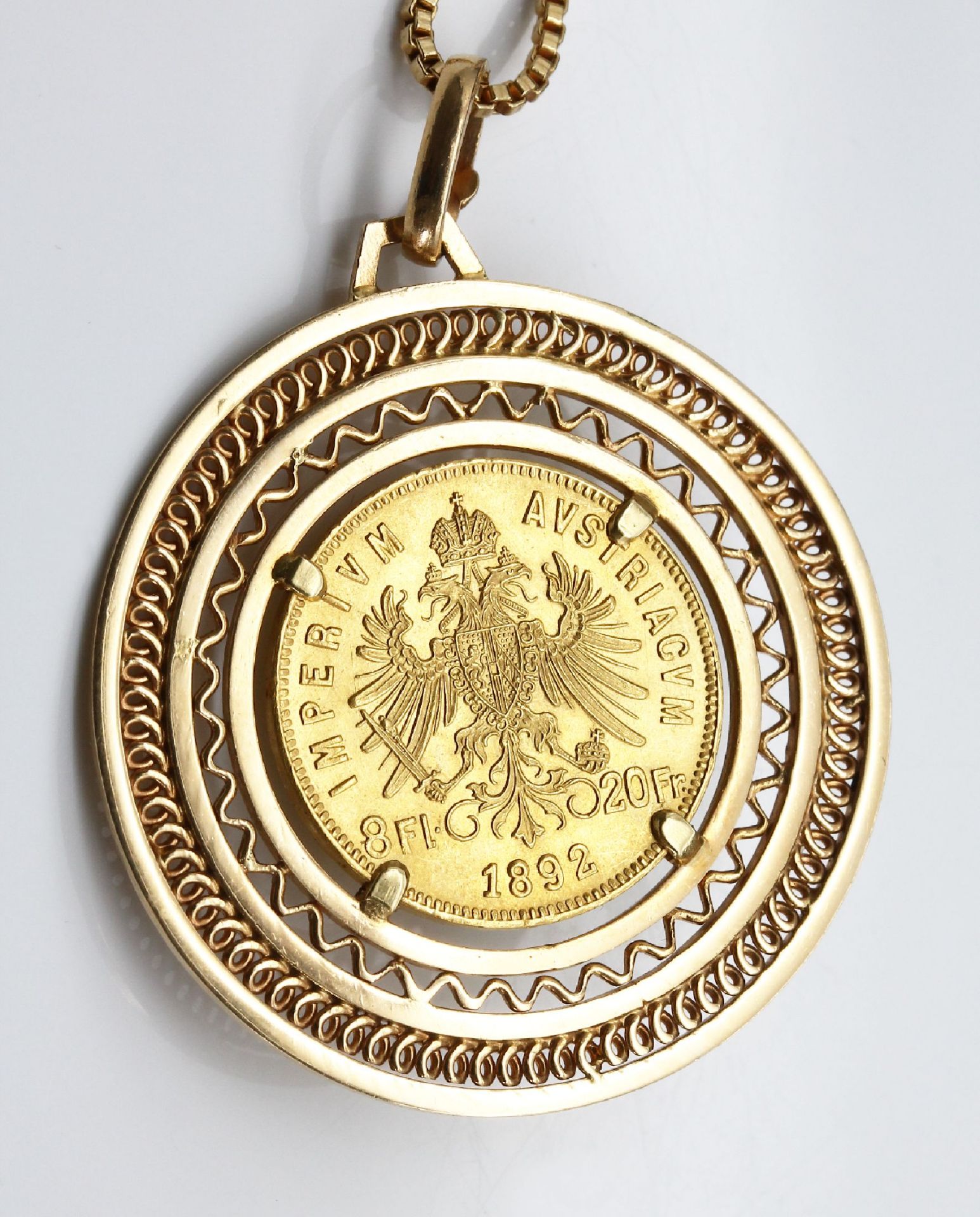 18 kt Gold Münzanhänger, GG 750/000 und 900/000, 8 - Image 3 of 3