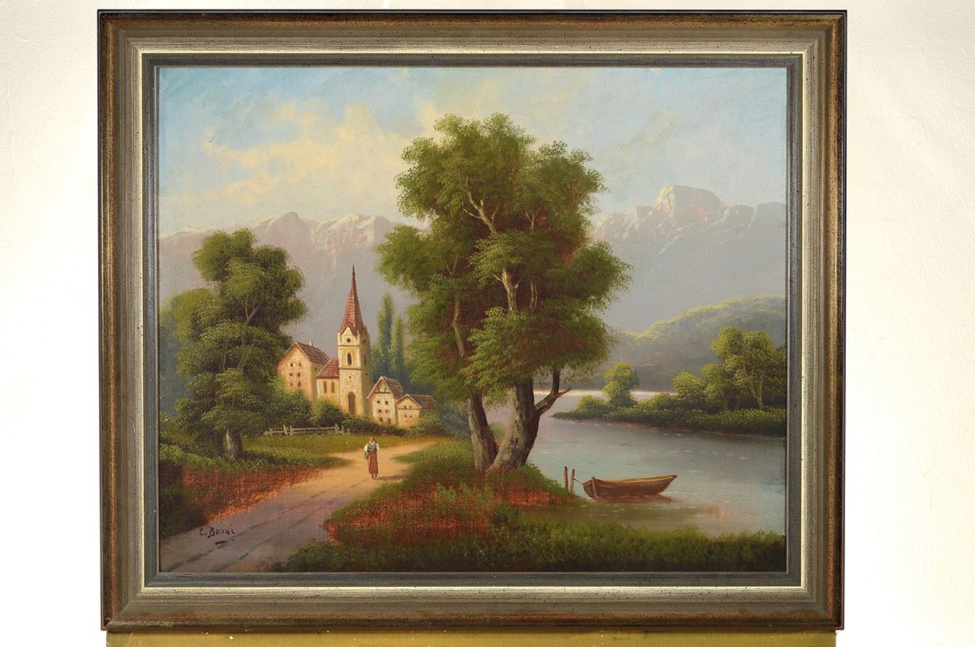 C. Bossi, 2. Hälfte 19. Jh., Alpenlandschaft, Öl/Lwd., - Image 3 of 3