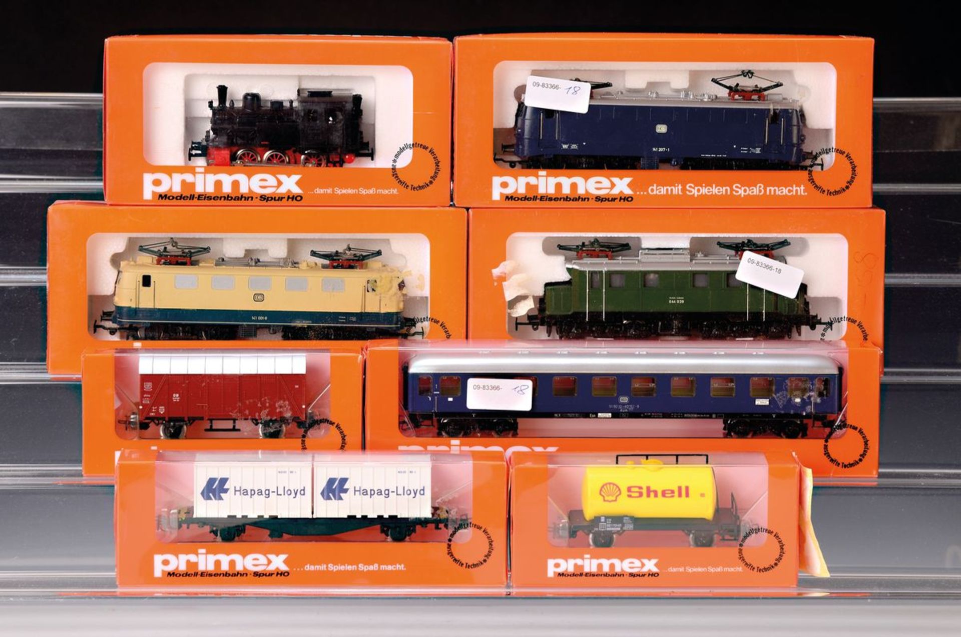 Konvolut Primex: 6 Loks und 10 Waggons, Spur H0, Loks