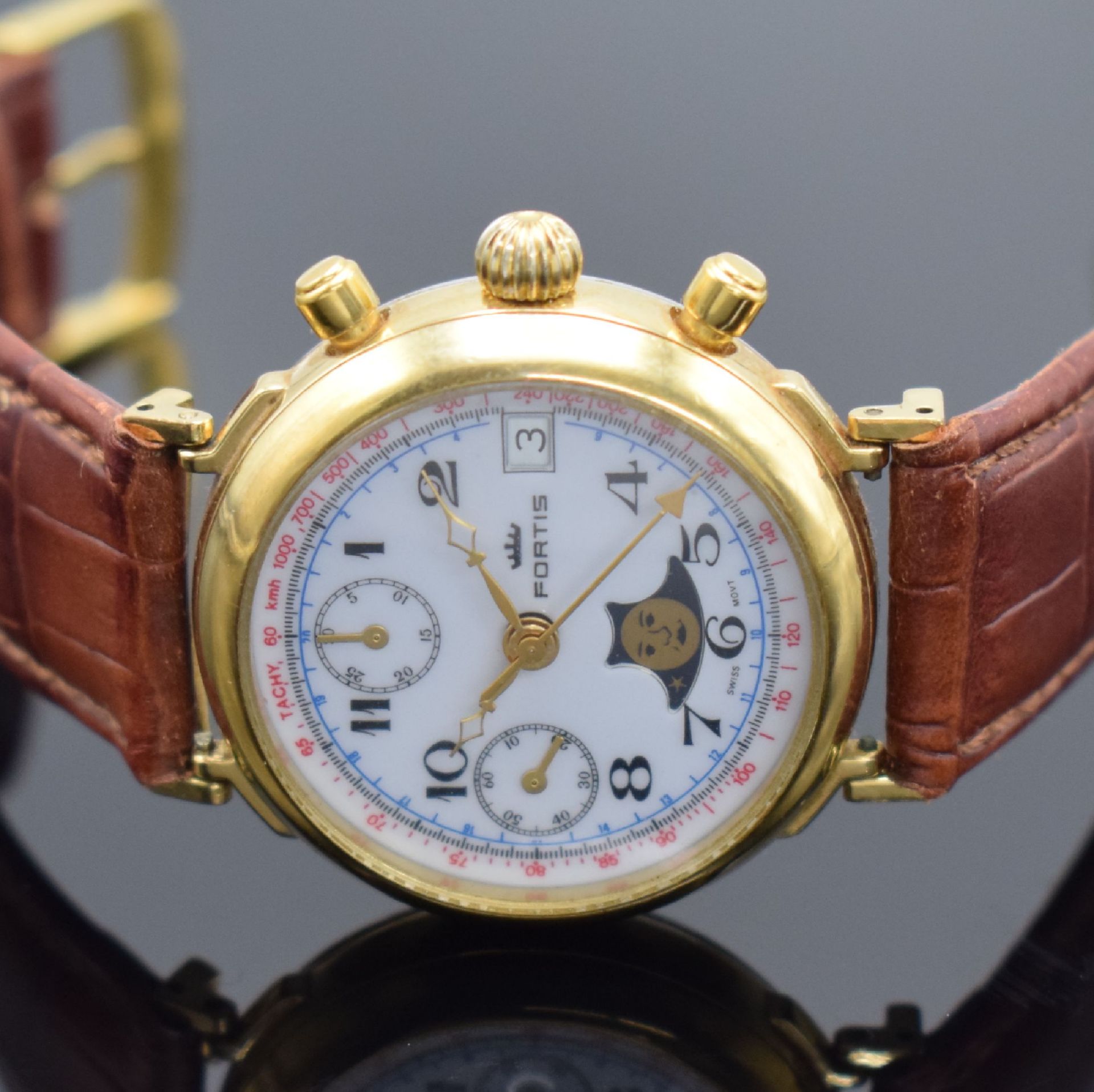 FORTIS vergoldete Herrenarmbanduhr mit Chronograph & - Image 3 of 6