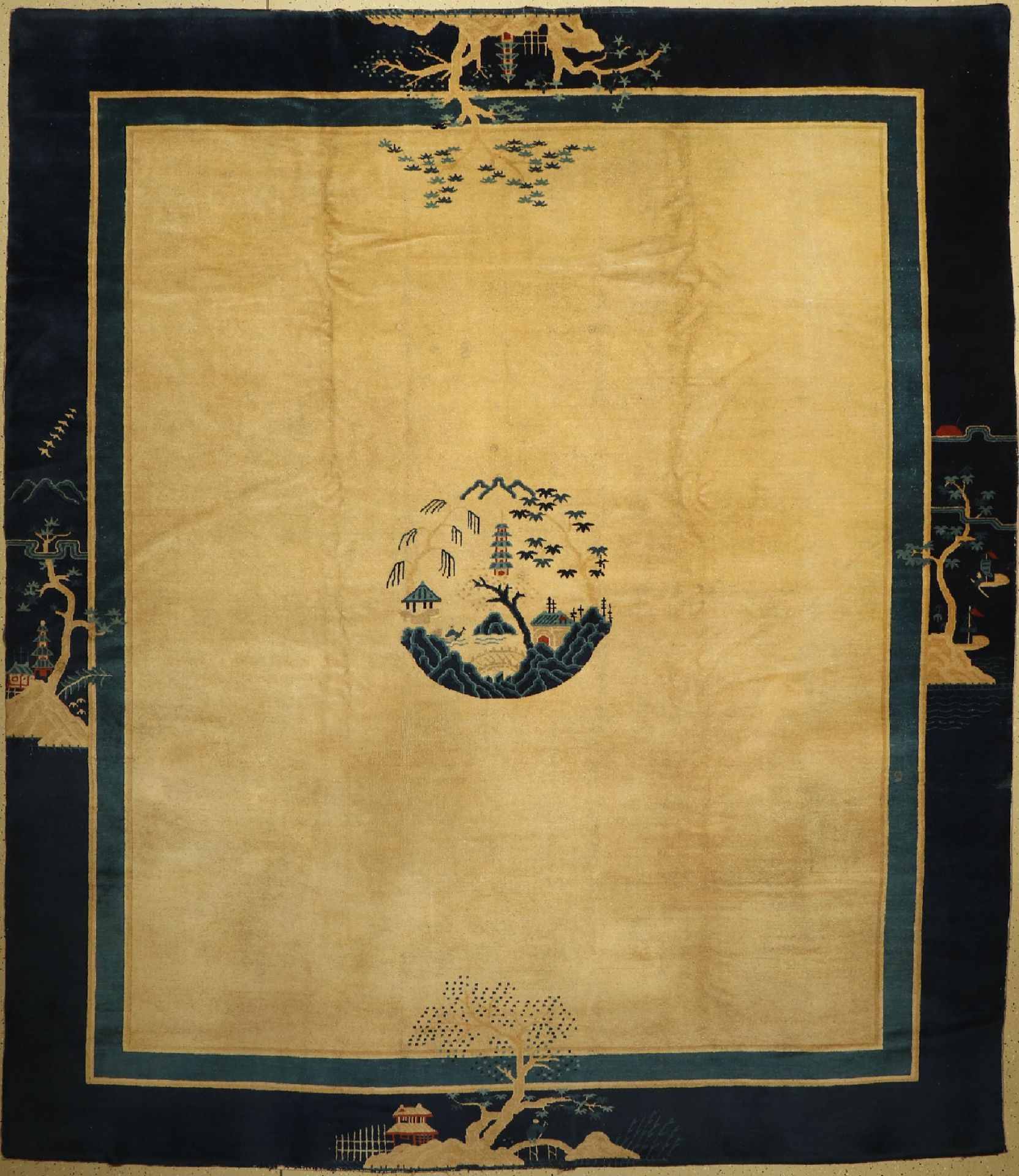 Antiker Peking, China, 19.Jhd, Wolle auf Baumwolle, ca.