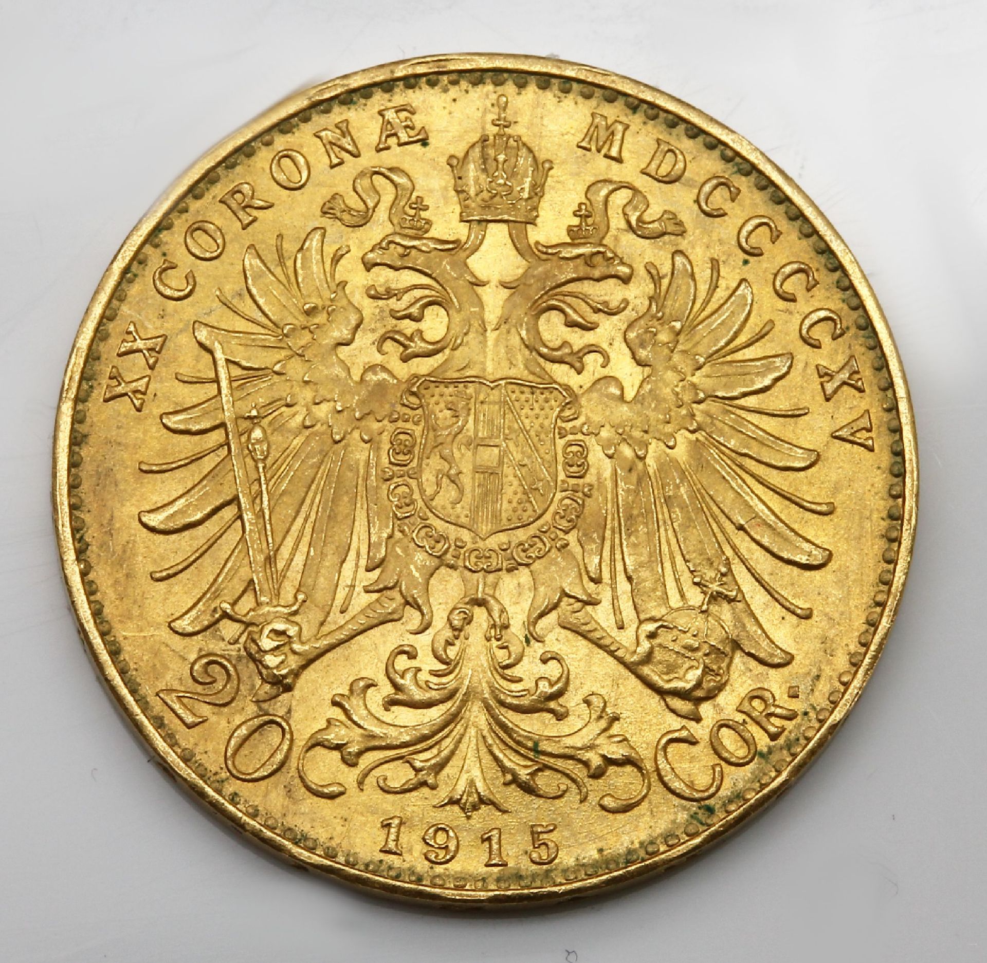 Goldmünze 20 Kronen Franz Josef von Österreich1915, - Image 2 of 3