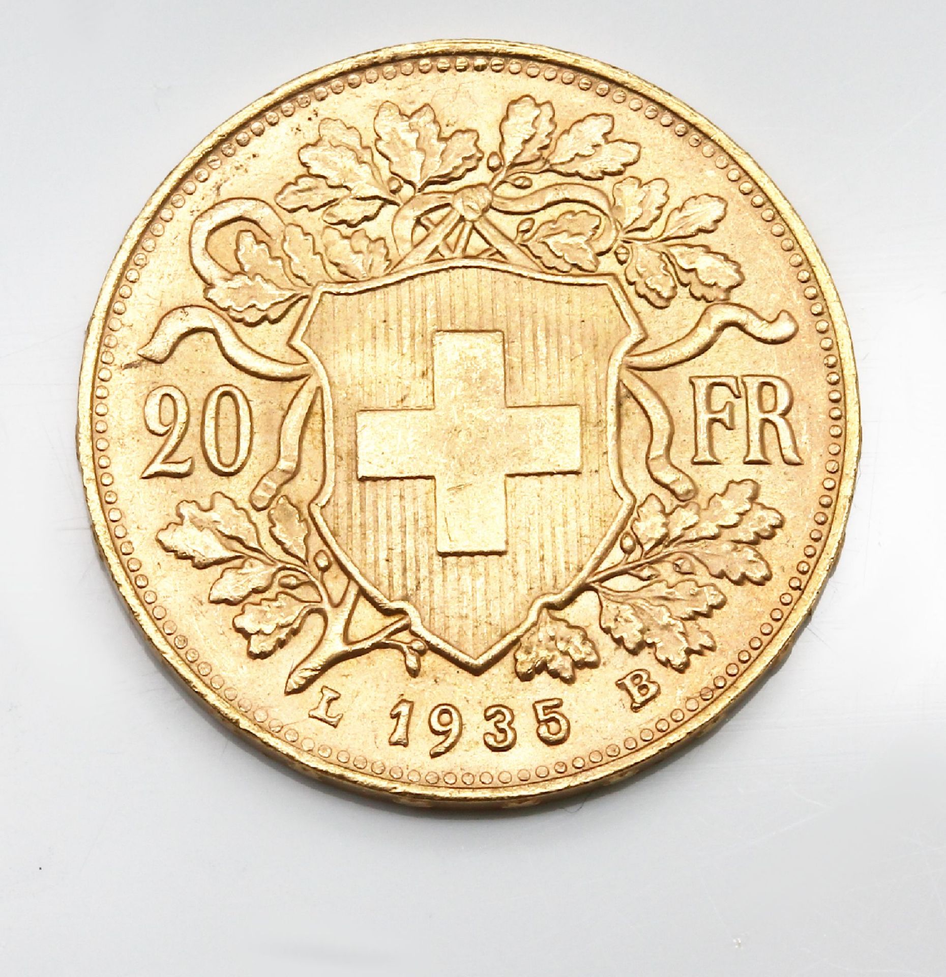 20 Franken Goldmünze, Schweiz, sogn. Vreneli, Helvetia, - Image 2 of 3