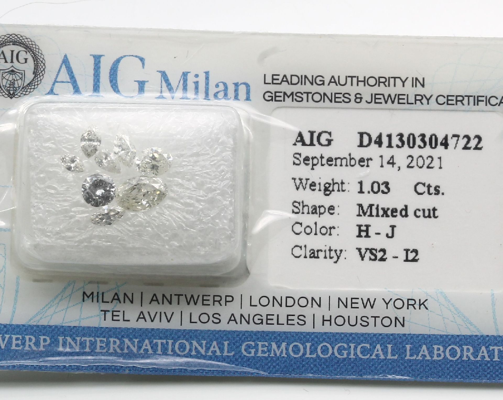 Lot lose Diamanten zus. 1.03 ct, Weiß-