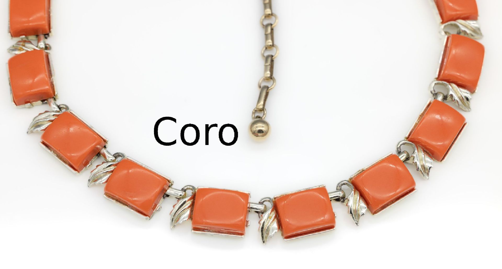 CORO Collier, Metall verg., 11 korallenfarbene