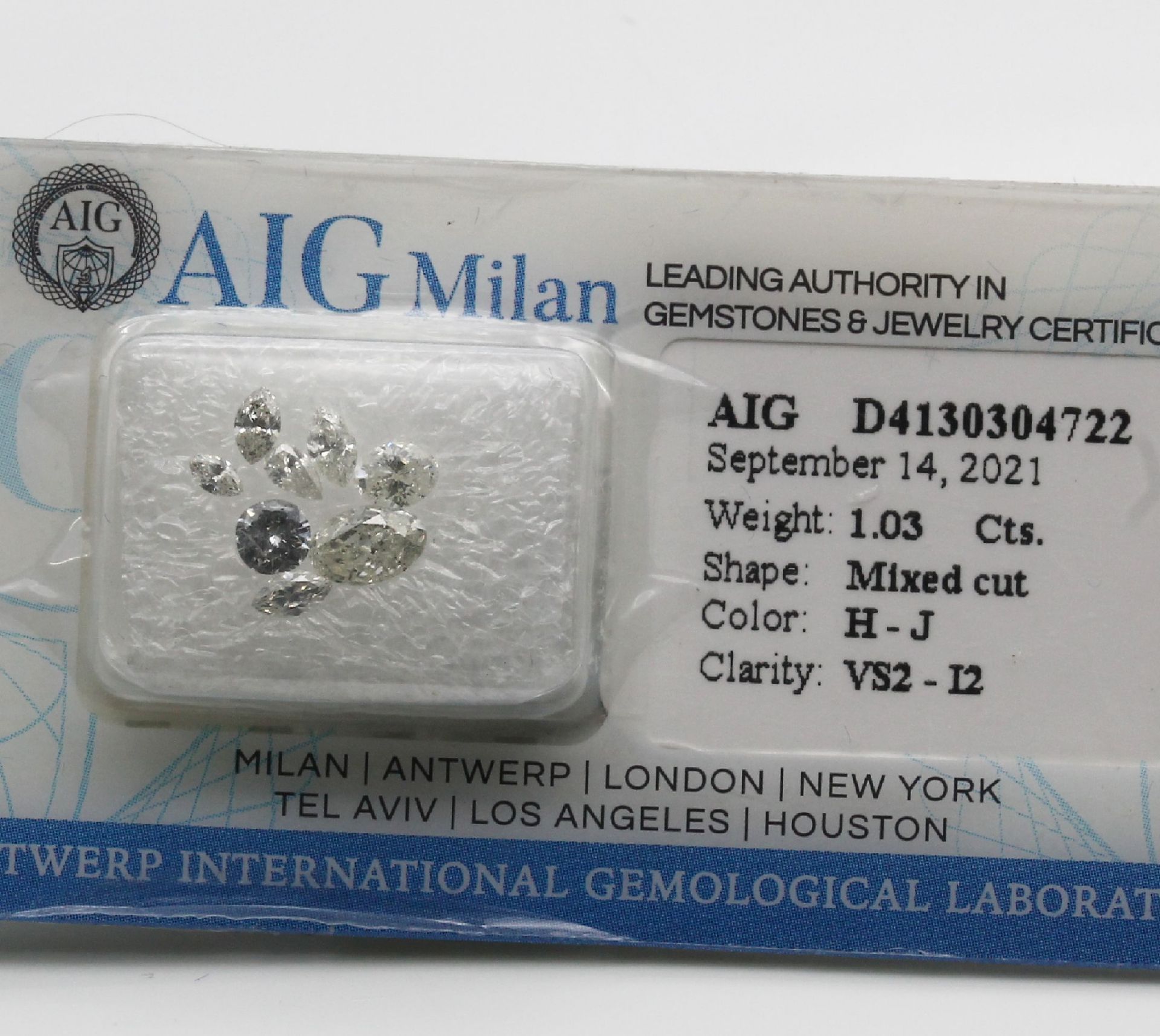 Lot lose Diamanten zus. 1.03 ct, Weiß- - Image 2 of 2