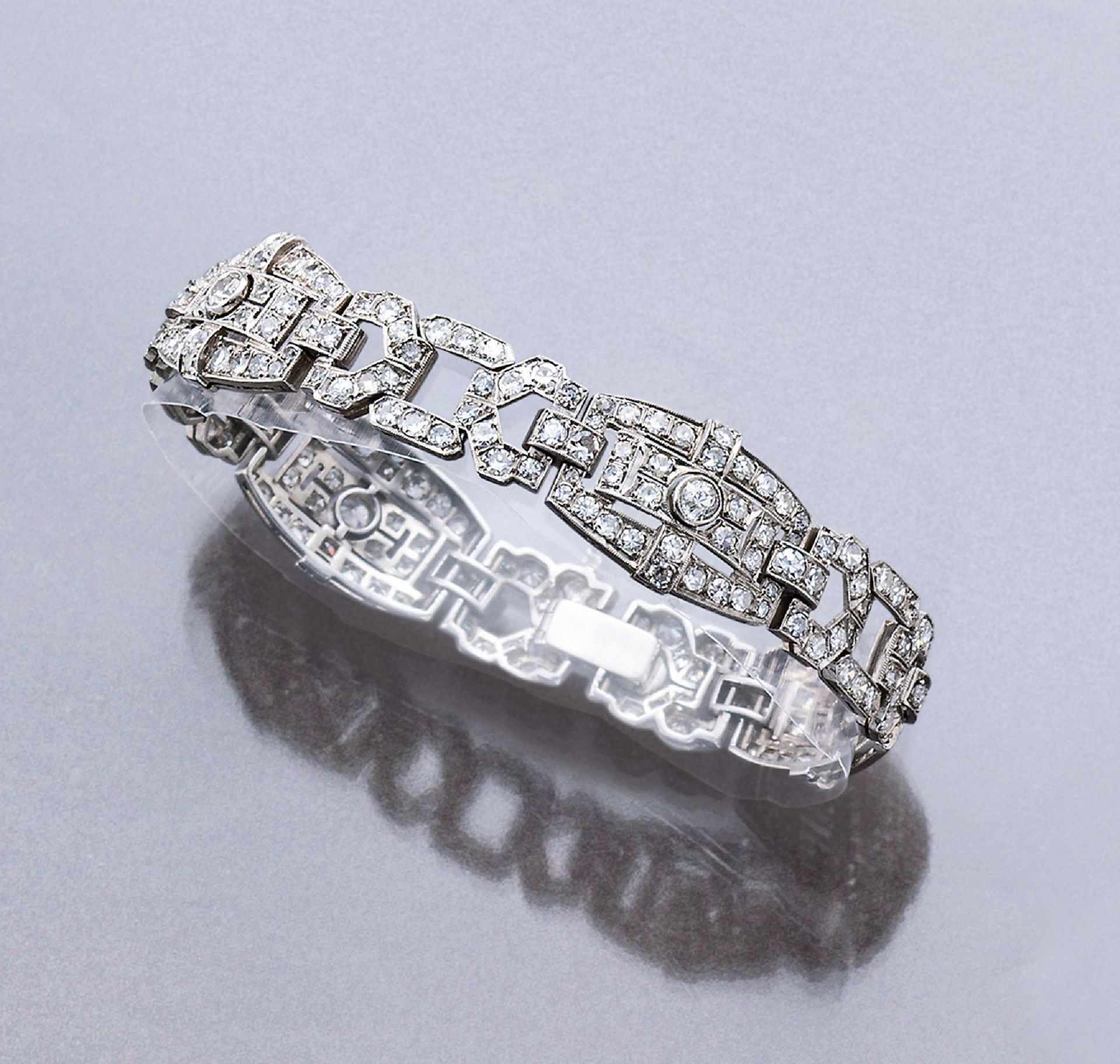 Platin Art-Deco Diamant-Armband, um 1930, Pt gepr.,