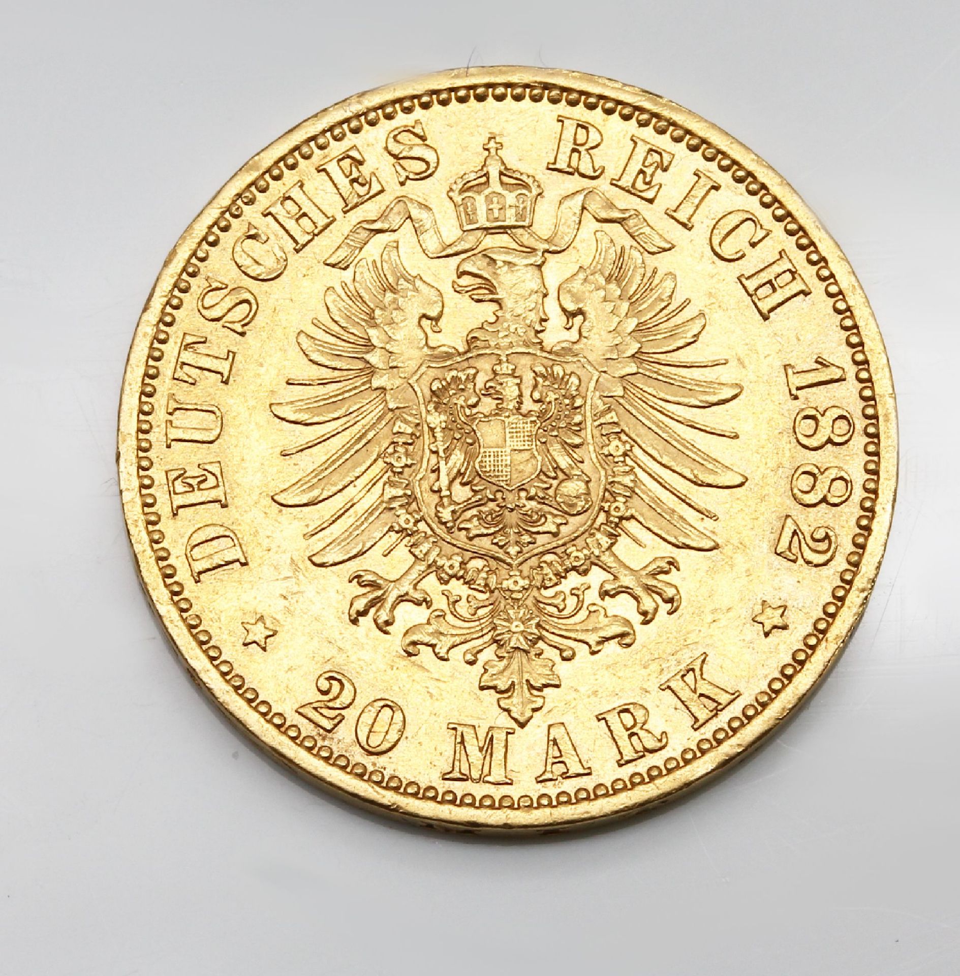 20 Mark Goldmünze 1882, Deutsches Reich, Wilhelm - Image 2 of 3