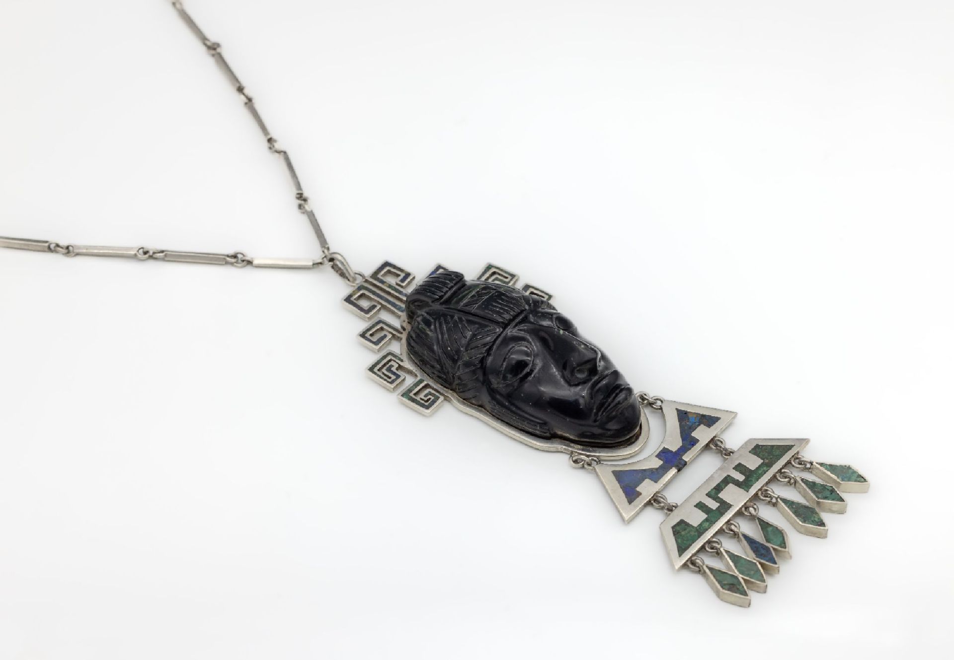 Prunkvolles Collier, Silber, Mexiko um 1950/60, Anhänger