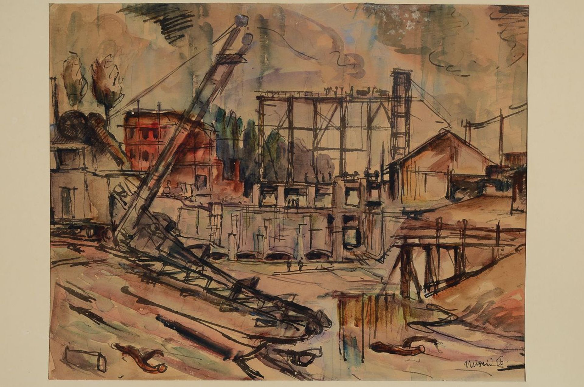 Albert Unseld, 1879-1964 Ulm, Industrielandschaft, Tusche - Image 3 of 3