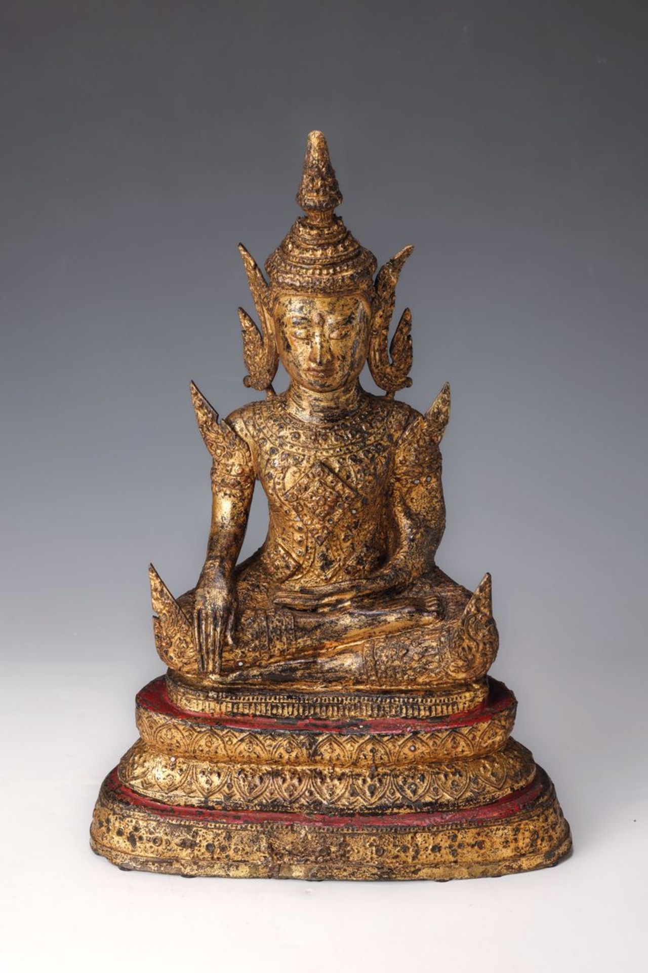 Buddha Maravijaya, Thailand, 2.H.19.Jh., Bronze,