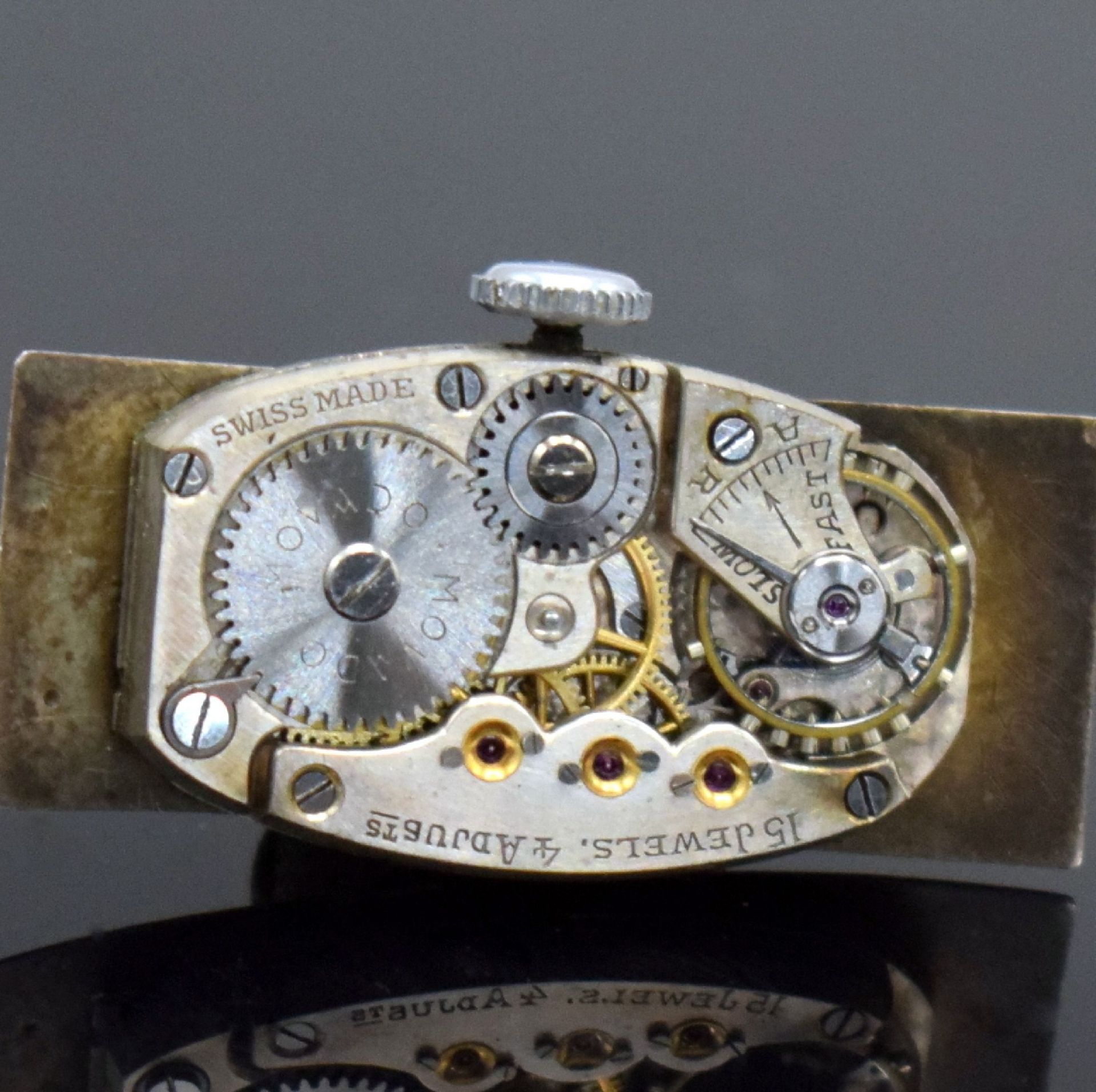 MOVADO sehr seltene rechteckige Armbanduhr in WG 750/000, - Bild 10 aus 11