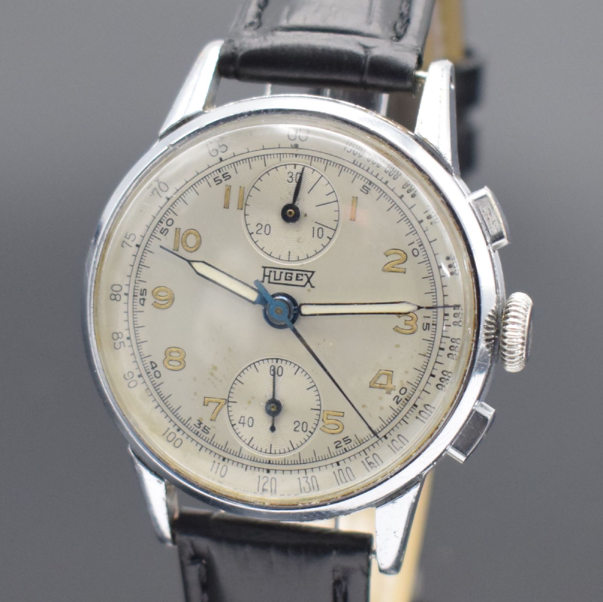 HUGEX Herrenchronograph mit Schaltrad, Schweiz um 1950, - Image 2 of 6