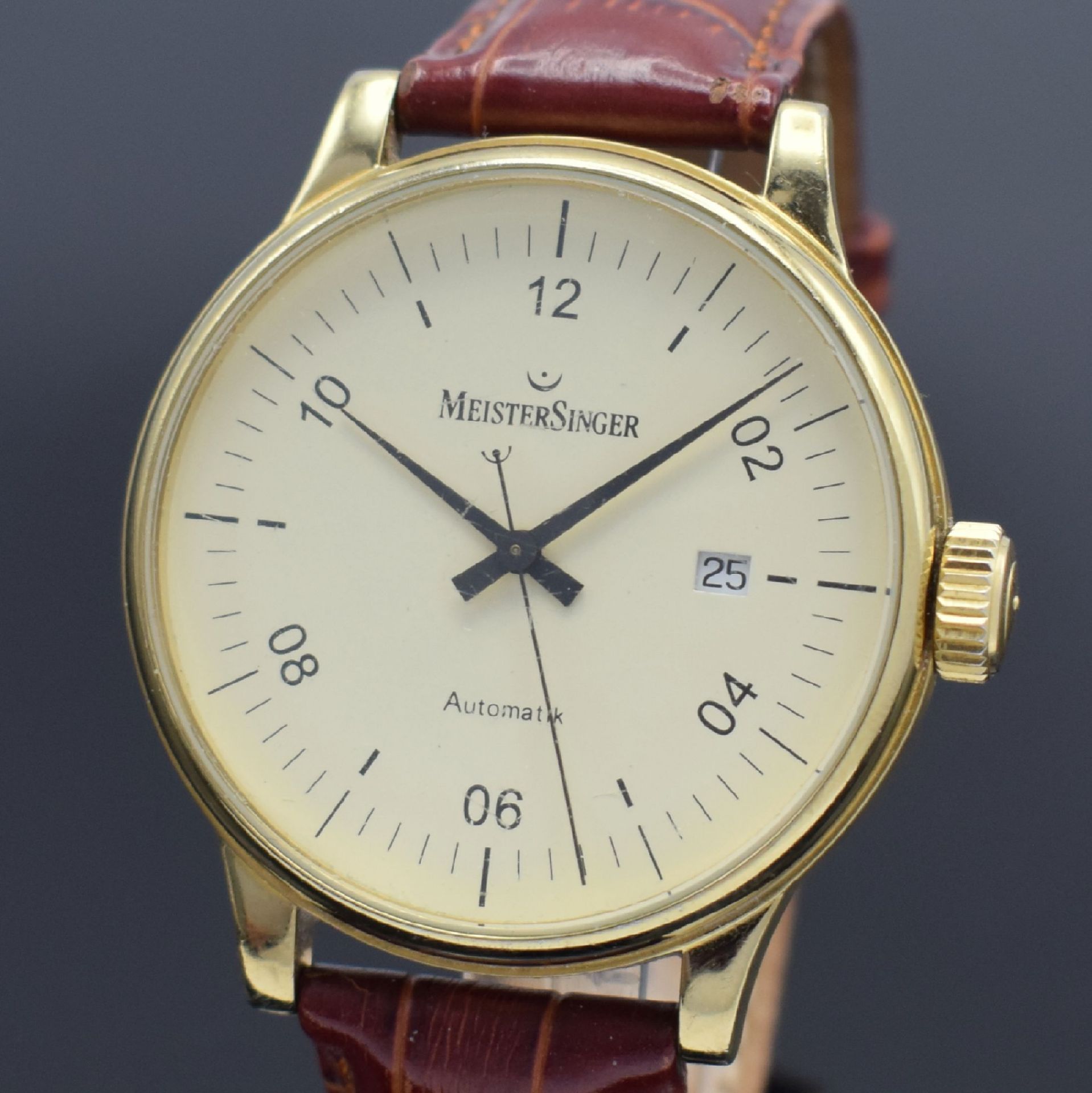 MEISTERSINGER Scripto vergoldete Herrenarmbanduhr, - Bild 2 aus 5