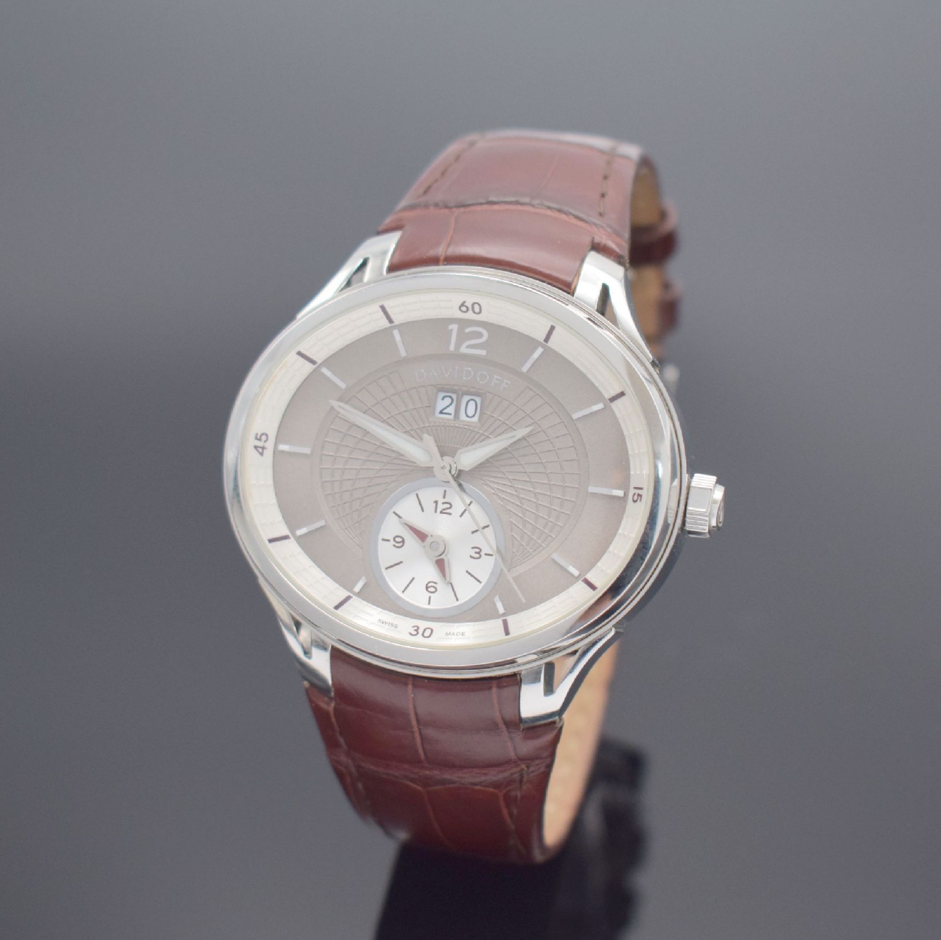 DAVIDOFF Very Zino Dual Time Herrenarmbanduhr in Stahl,