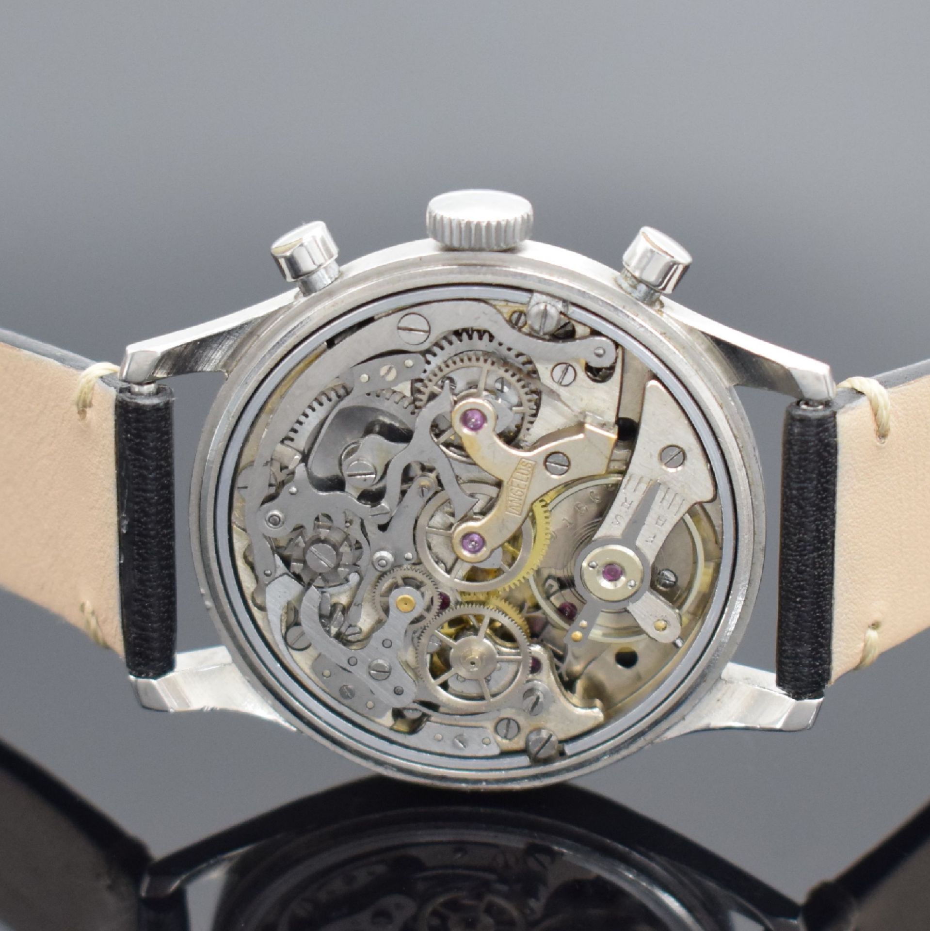 ANGELUS Herrenchronograph mit Schaltrad in Stahl,  Schweiz - Bild 5 aus 5