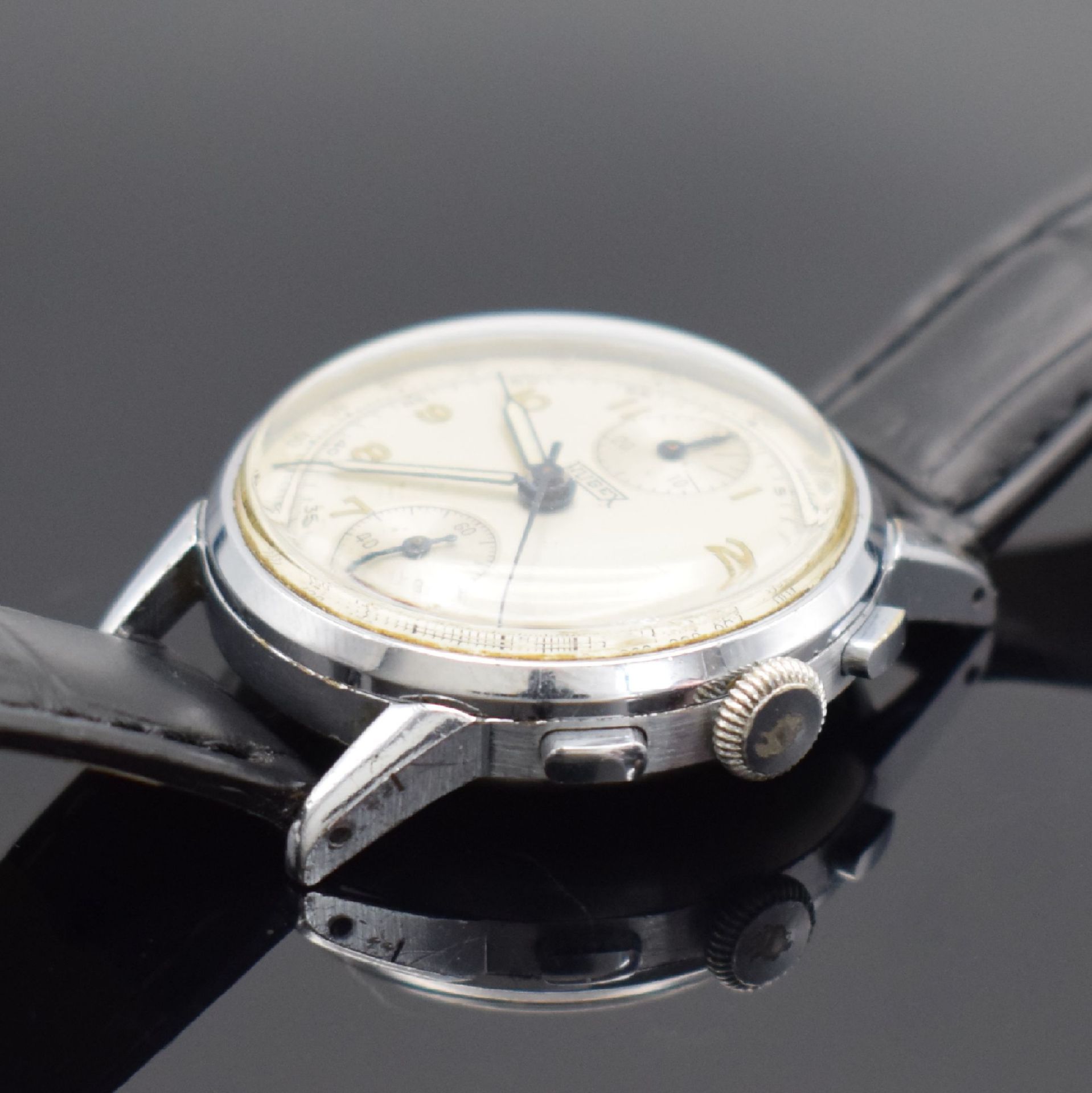 HUGEX Herrenchronograph mit Schaltrad, Schweiz um 1950, - Image 3 of 6