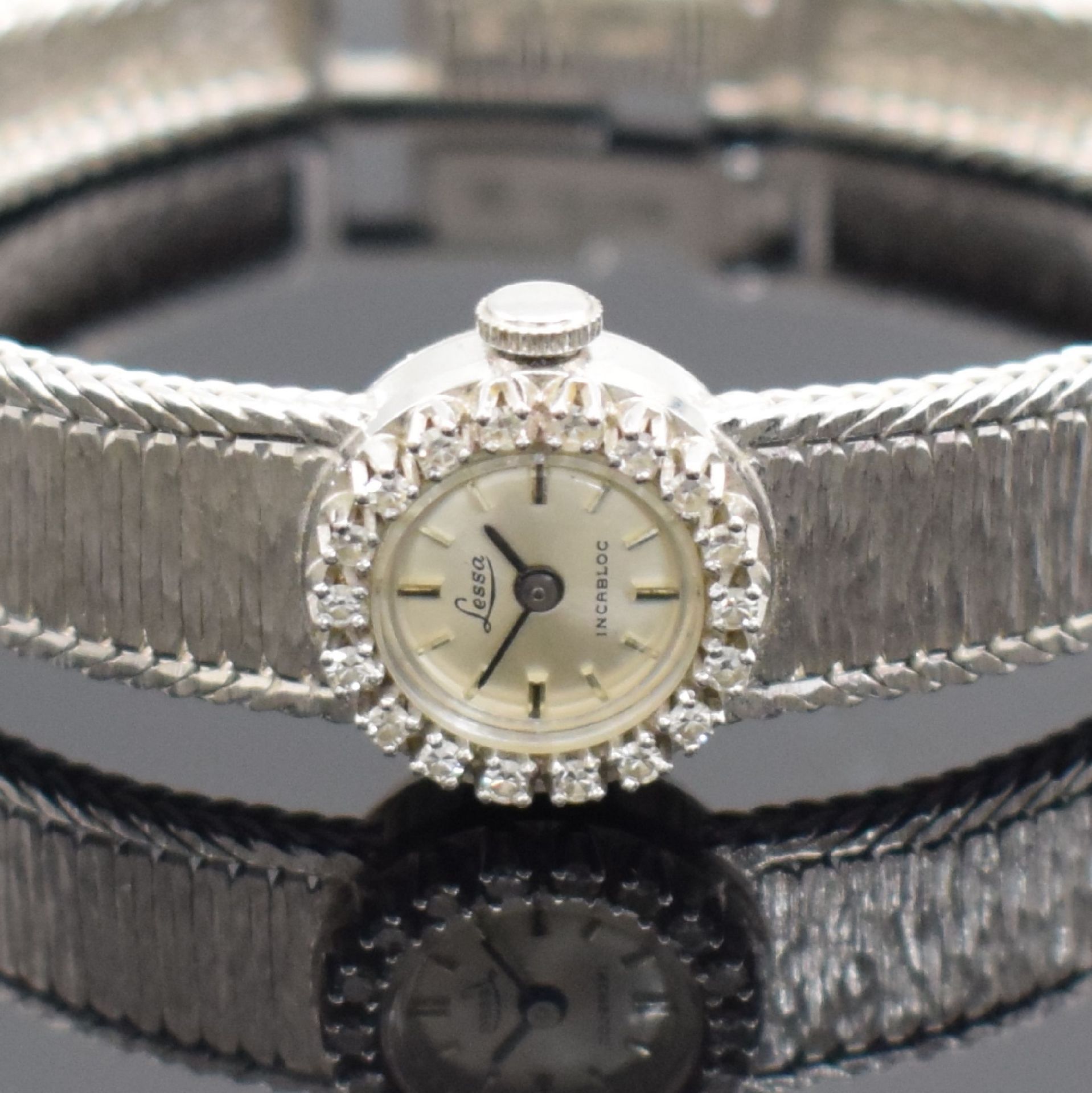 LESSA Damenarmbanduhr in WG 750/000 mit Diamanten, - Bild 2 aus 4