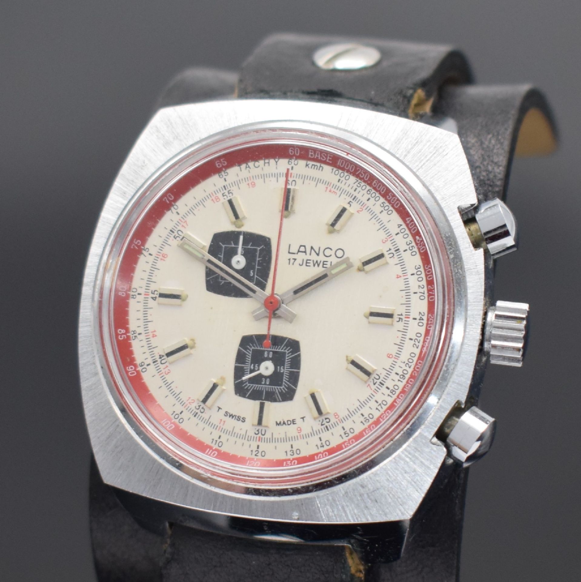LANCO Armbandchronograph,  Schweiz um 1970, Handaufzug, - Bild 2 aus 4