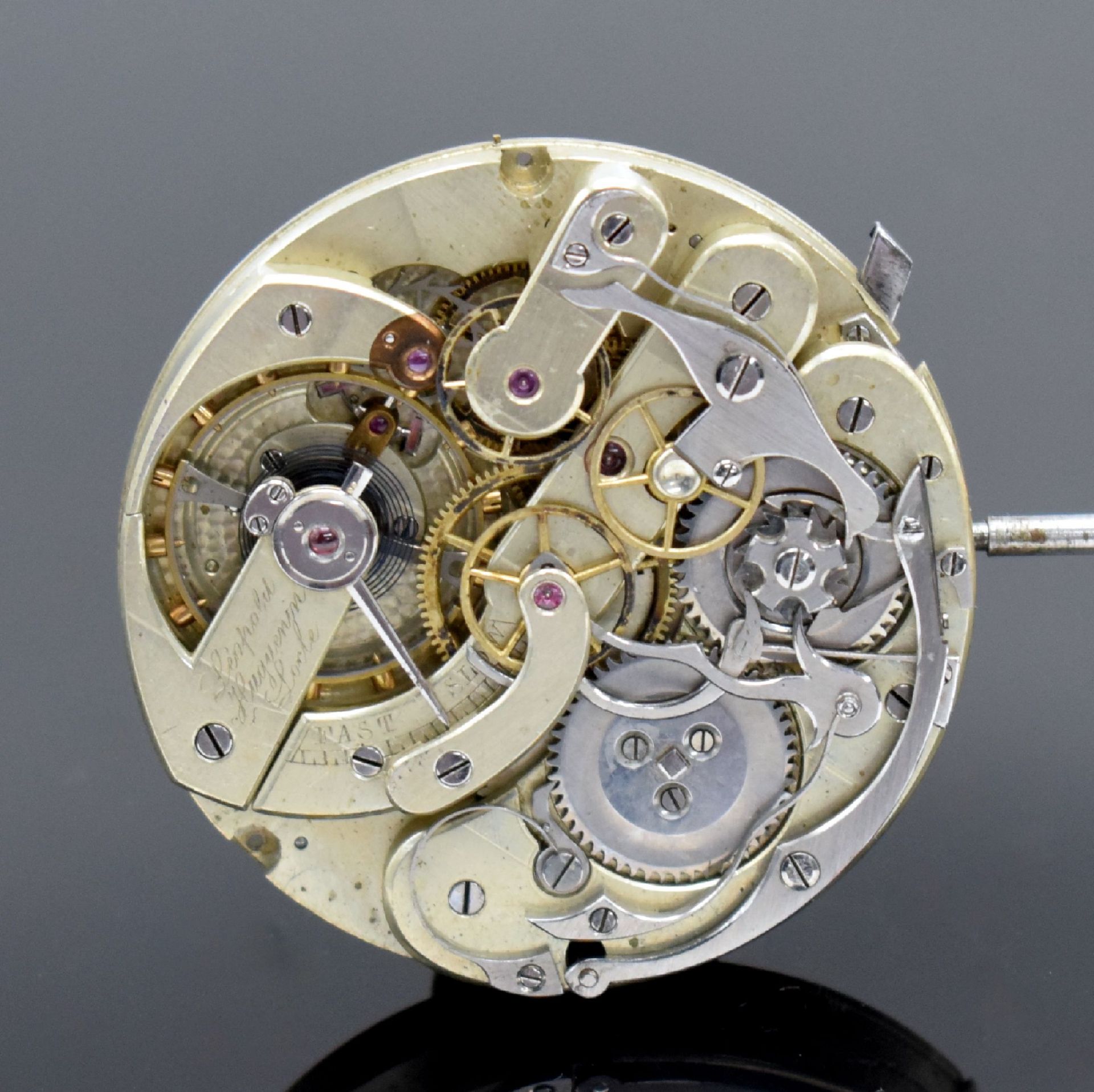 HUGUENIN Leopold Locle Chronograph seltenes Taschenuhrwerk - Image 2 of 8