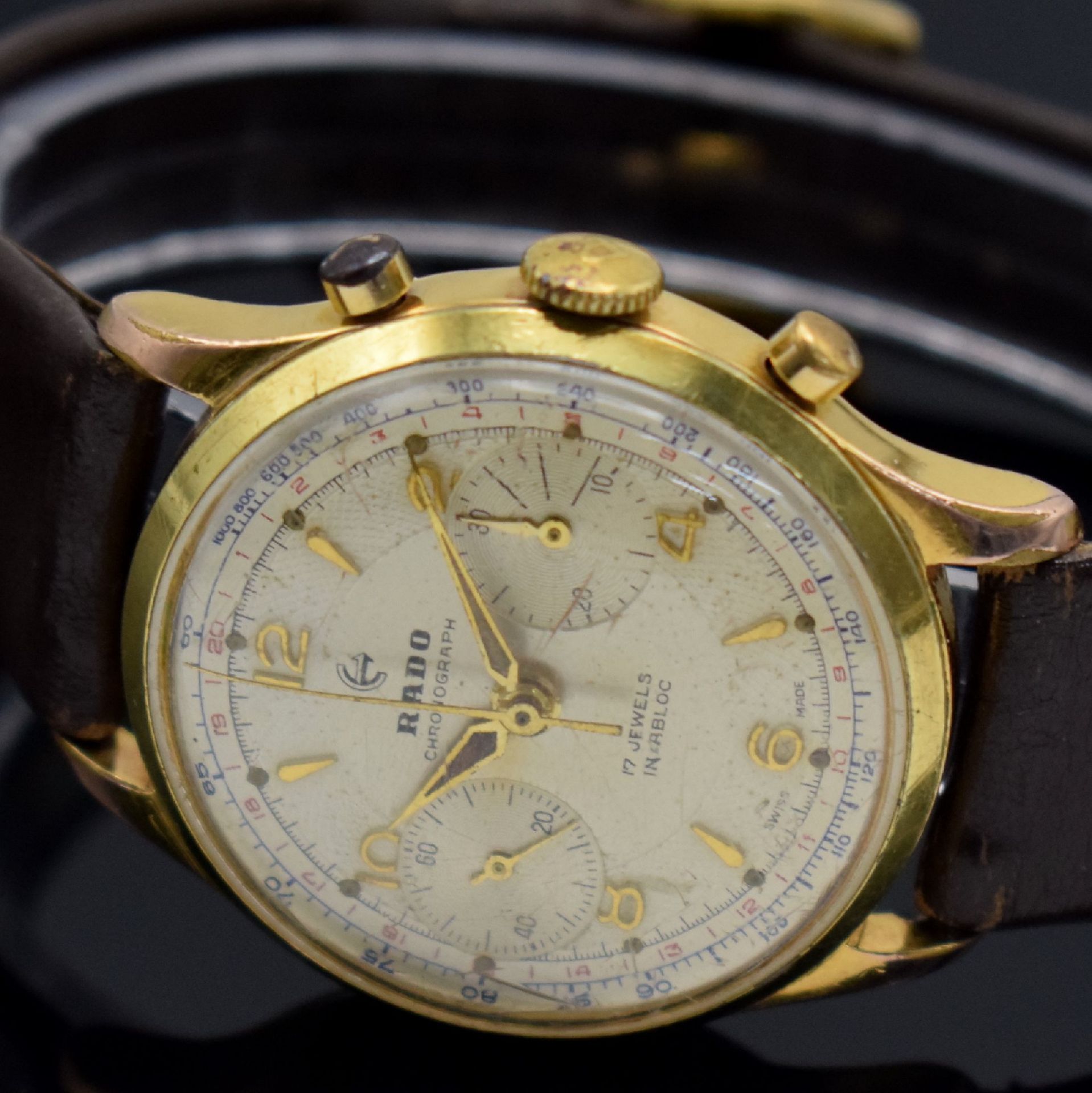 RADO Herrenarmbanduhr mit Chronograph, Schweiz um 1960, - Image 3 of 9