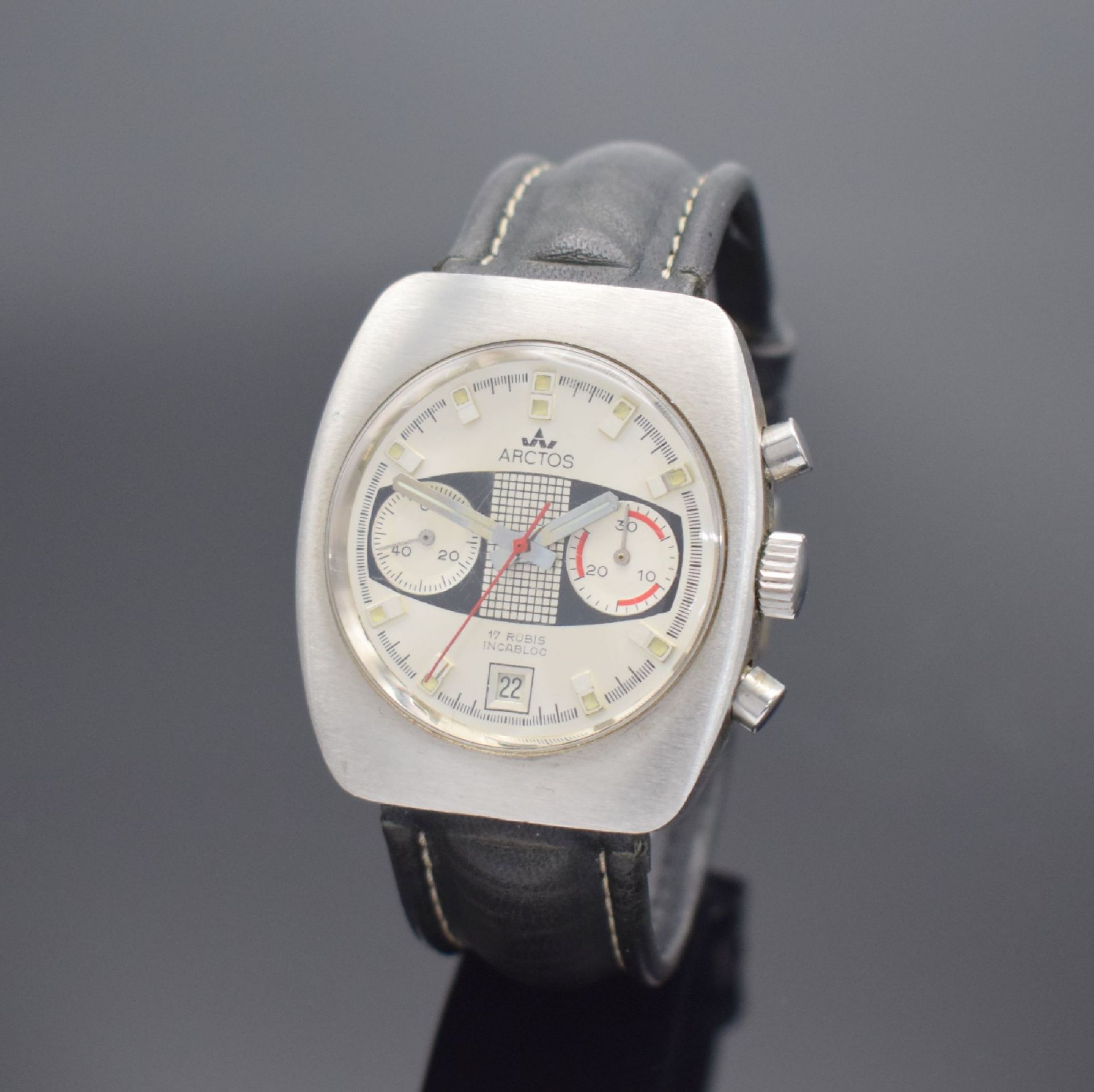 ARCTOS Herrenchronograph in Stahl, Schweiz 1970er Jahre,