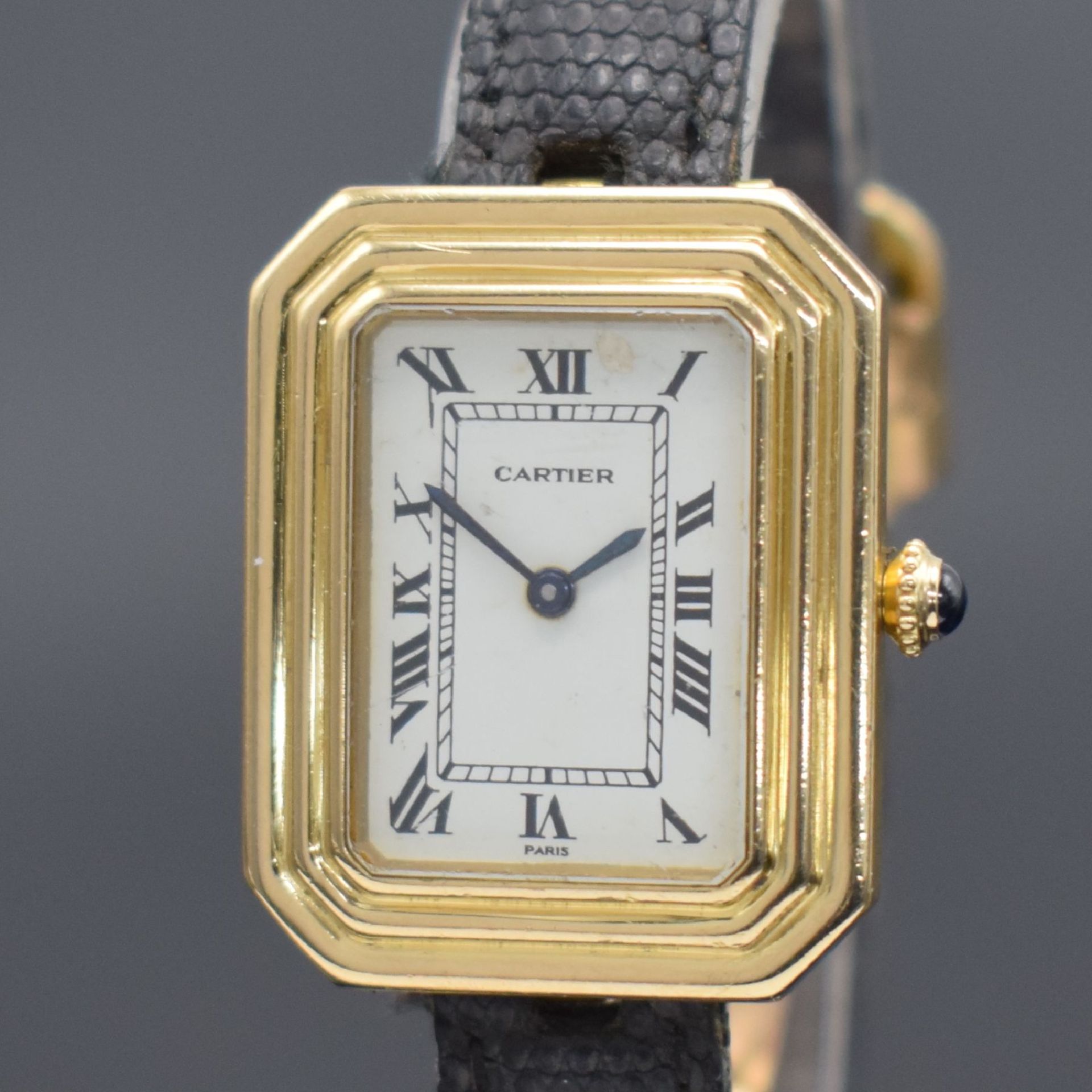 CARTIER Paris Square seltene Armbanduhr in GG 750/000, - Bild 2 aus 5