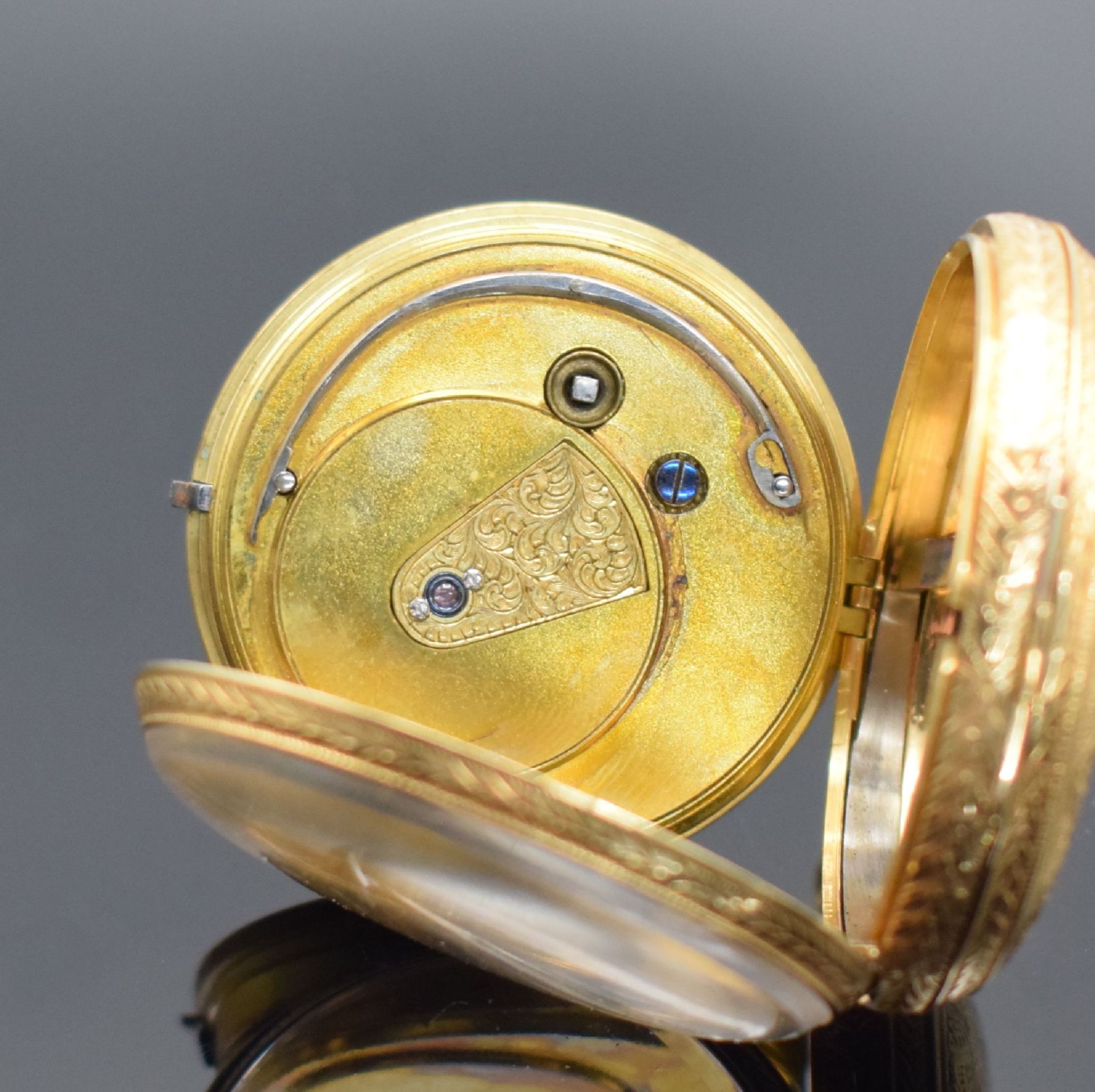 3 offene Goldtaschenuhren in GG 750/000,  England / - Bild 10 aus 19