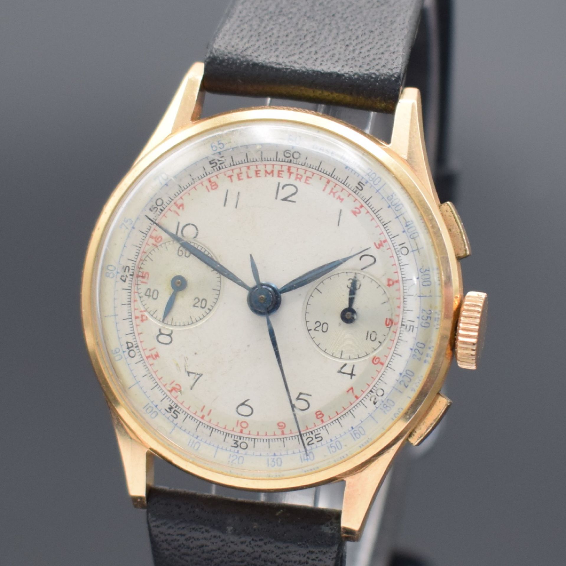 Herrenchronograph in RG 750/000 Kaliber Landeron, Schweiz - Image 2 of 5