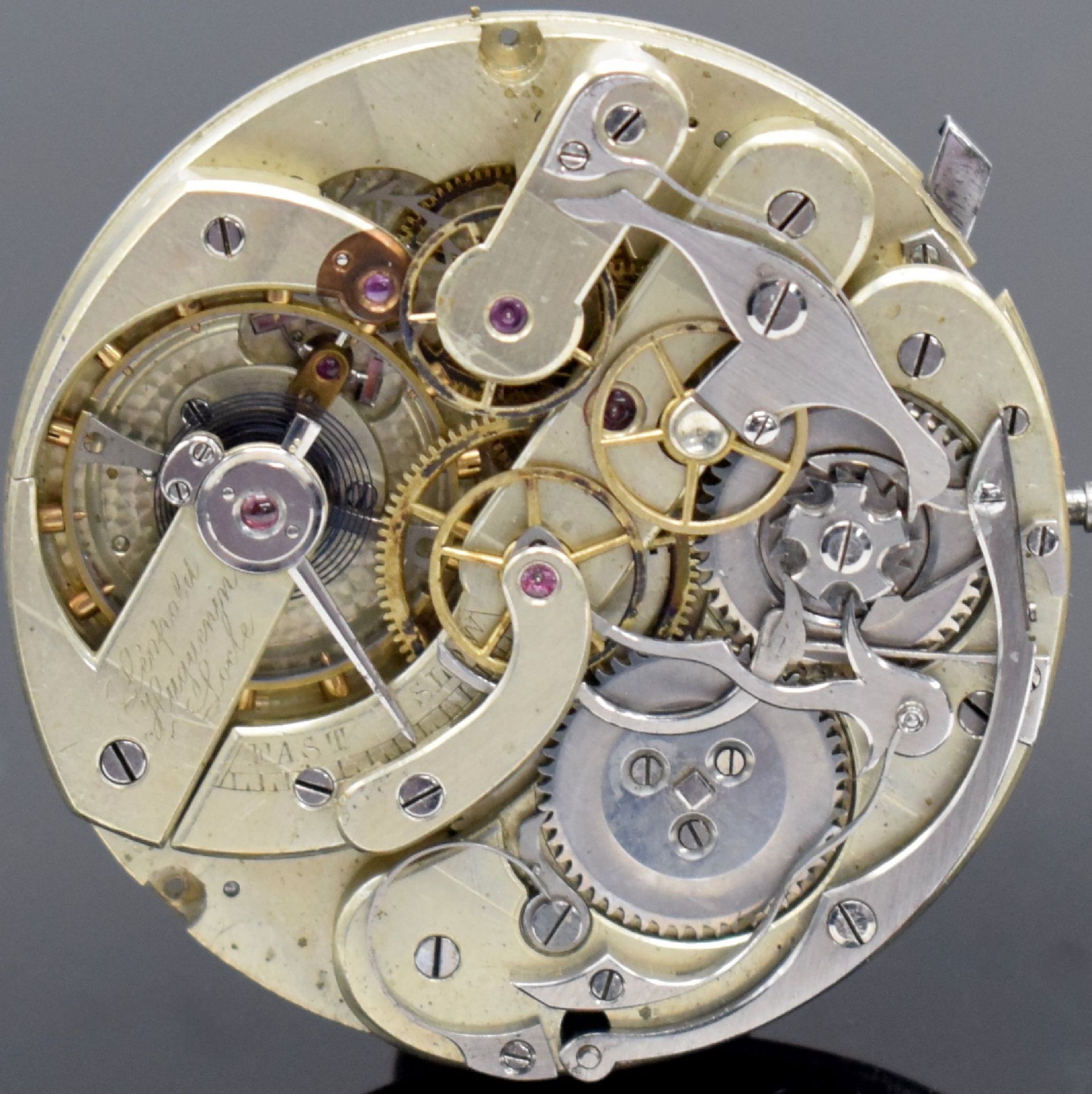 HUGUENIN Leopold Locle Chronograph seltenes Taschenuhrwerk - Image 3 of 8